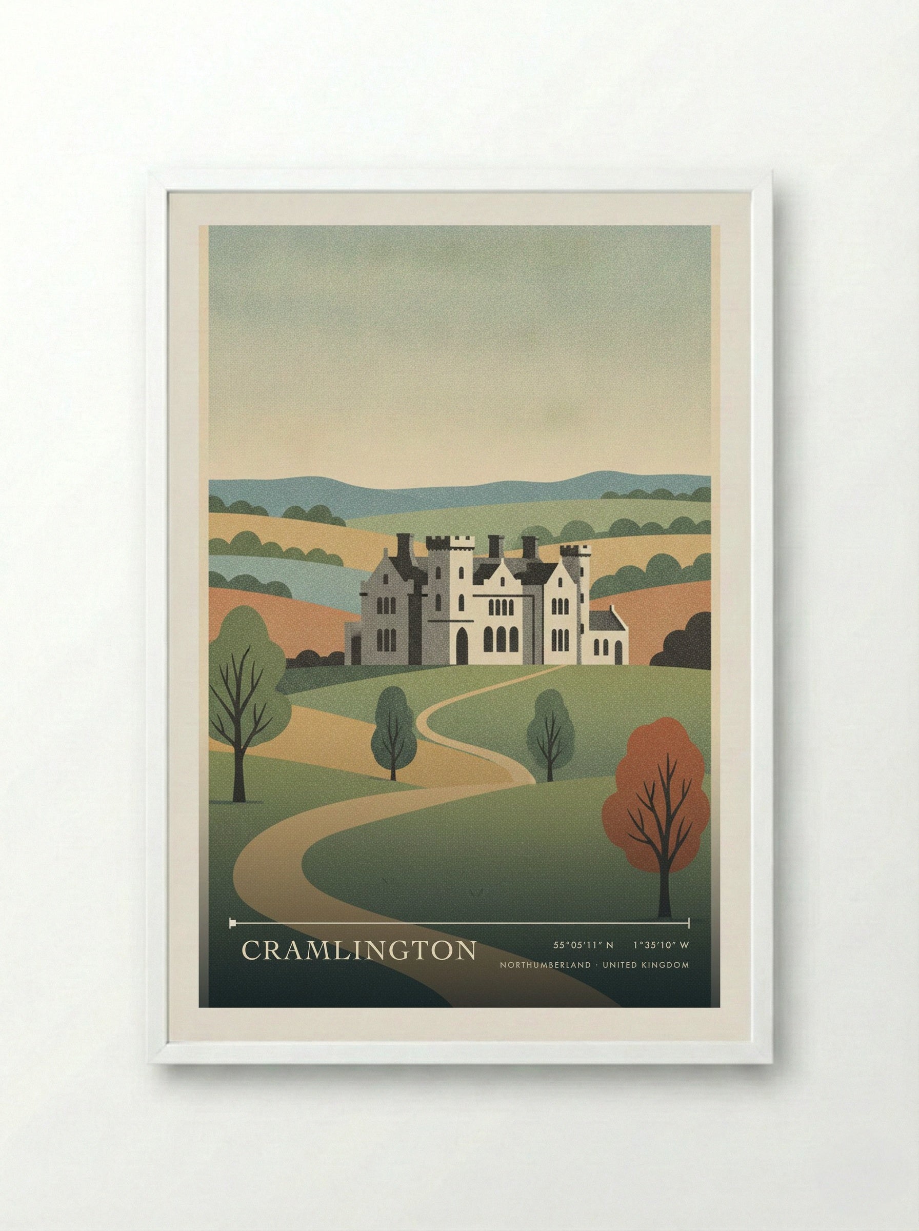Cramlington Northumberland United Kingdom Travel Poster - Framed Print White