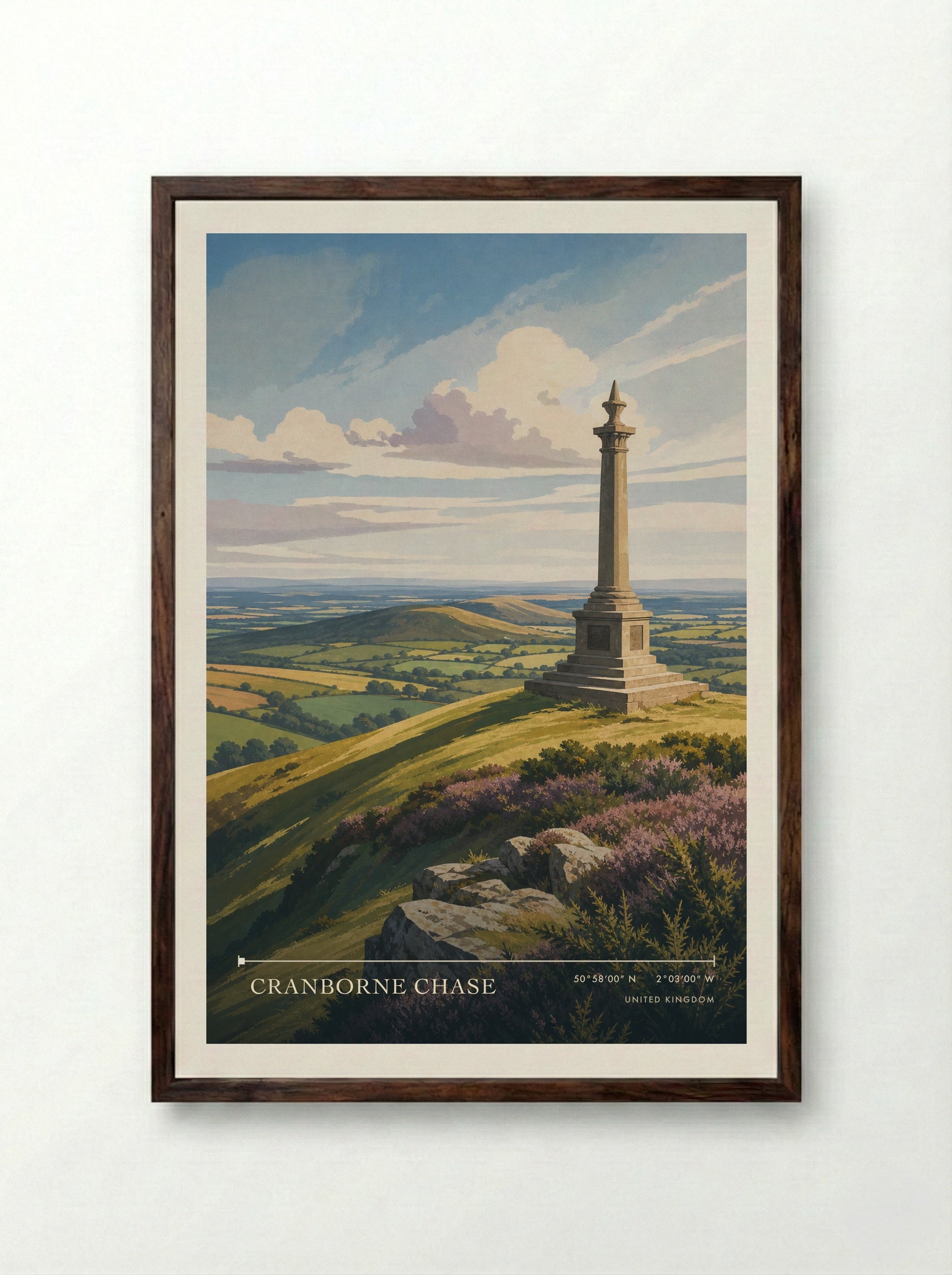 Cranborne Chase United Kingdom Travel Poster - Framed Print Dark Wood