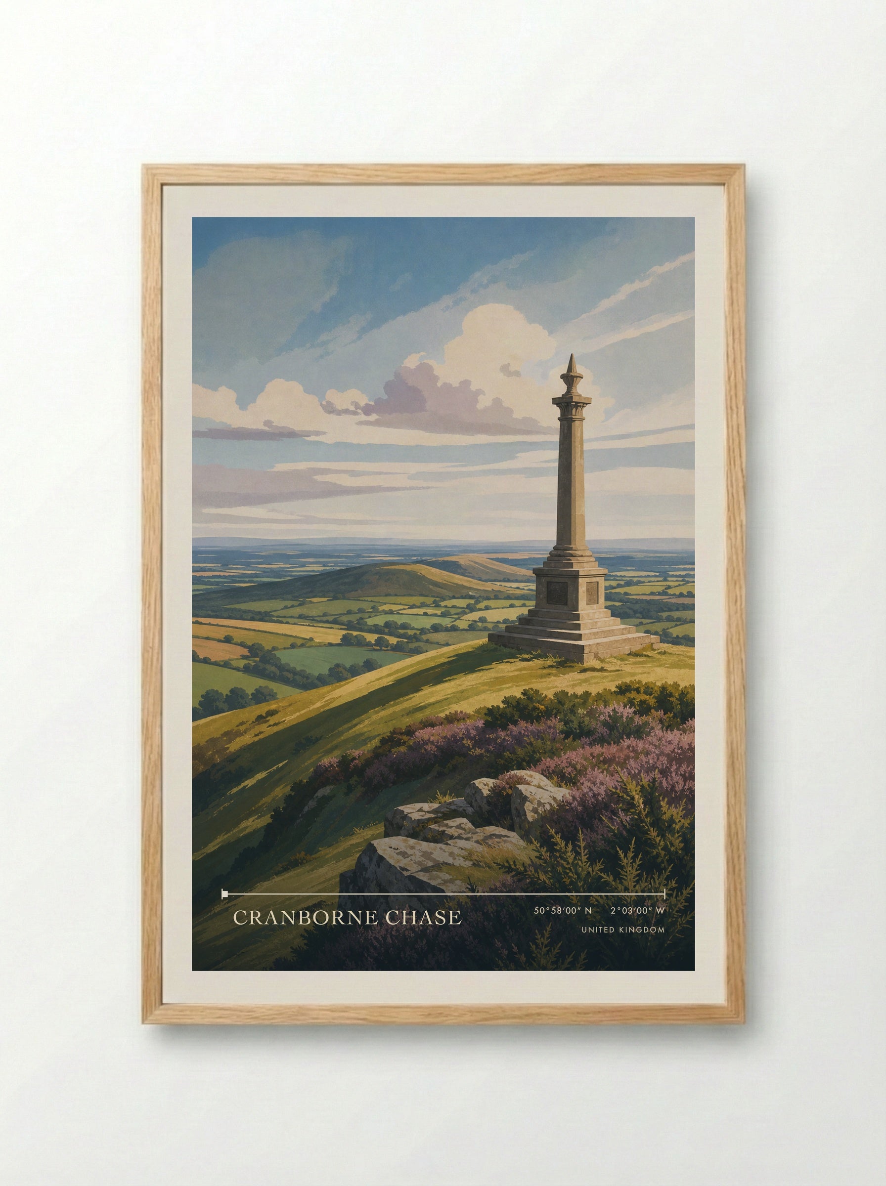 Cranborne Chase United Kingdom Travel Poster - Framed Print Wood
