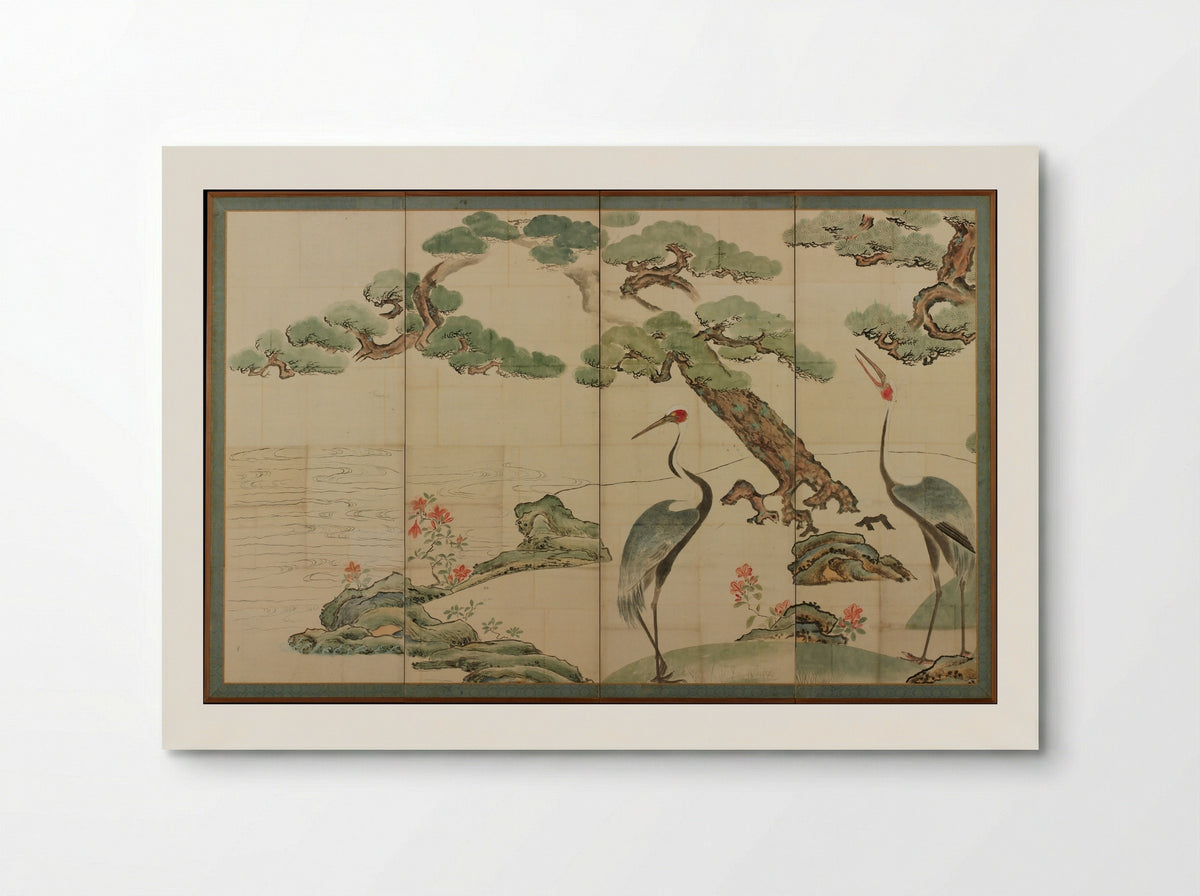 Cranes, Pines, and Bamboo - Ogata Kōrin - Poster