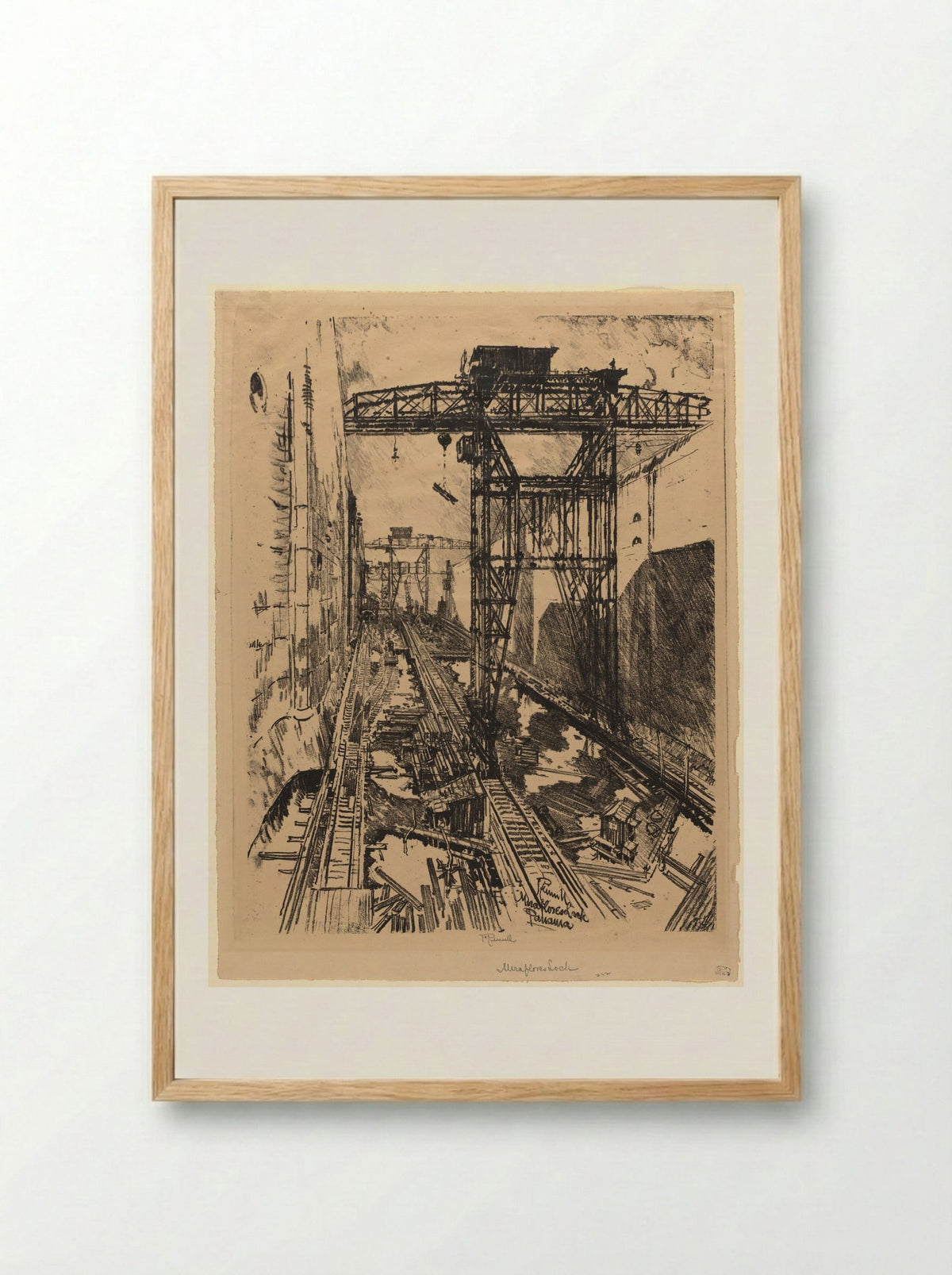 Cranes at Miraflores - Joseph Pennell - Framed Print Wood