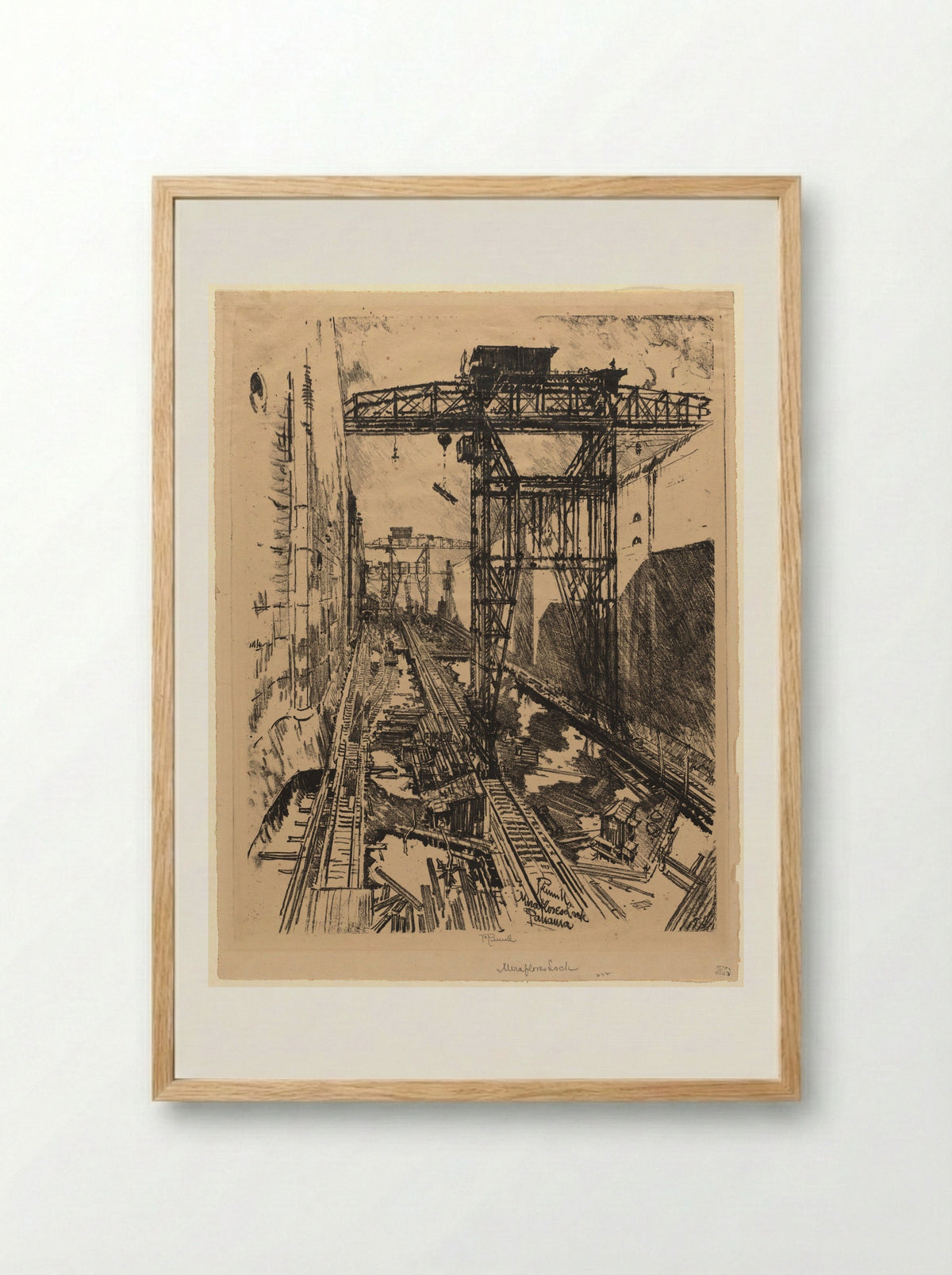 Cranes at Miraflores - Joseph Pennell - Framed Print Wood