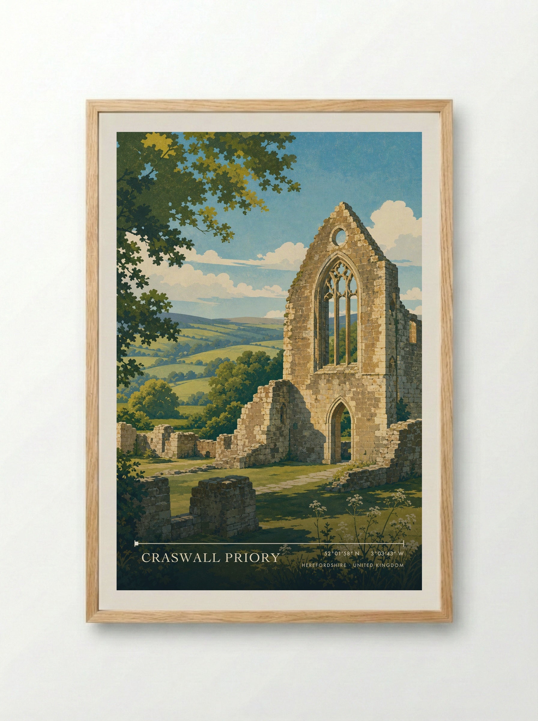 Craswall Priory Herefordshire United Kingdom Travel Poster - Framed Print Wood