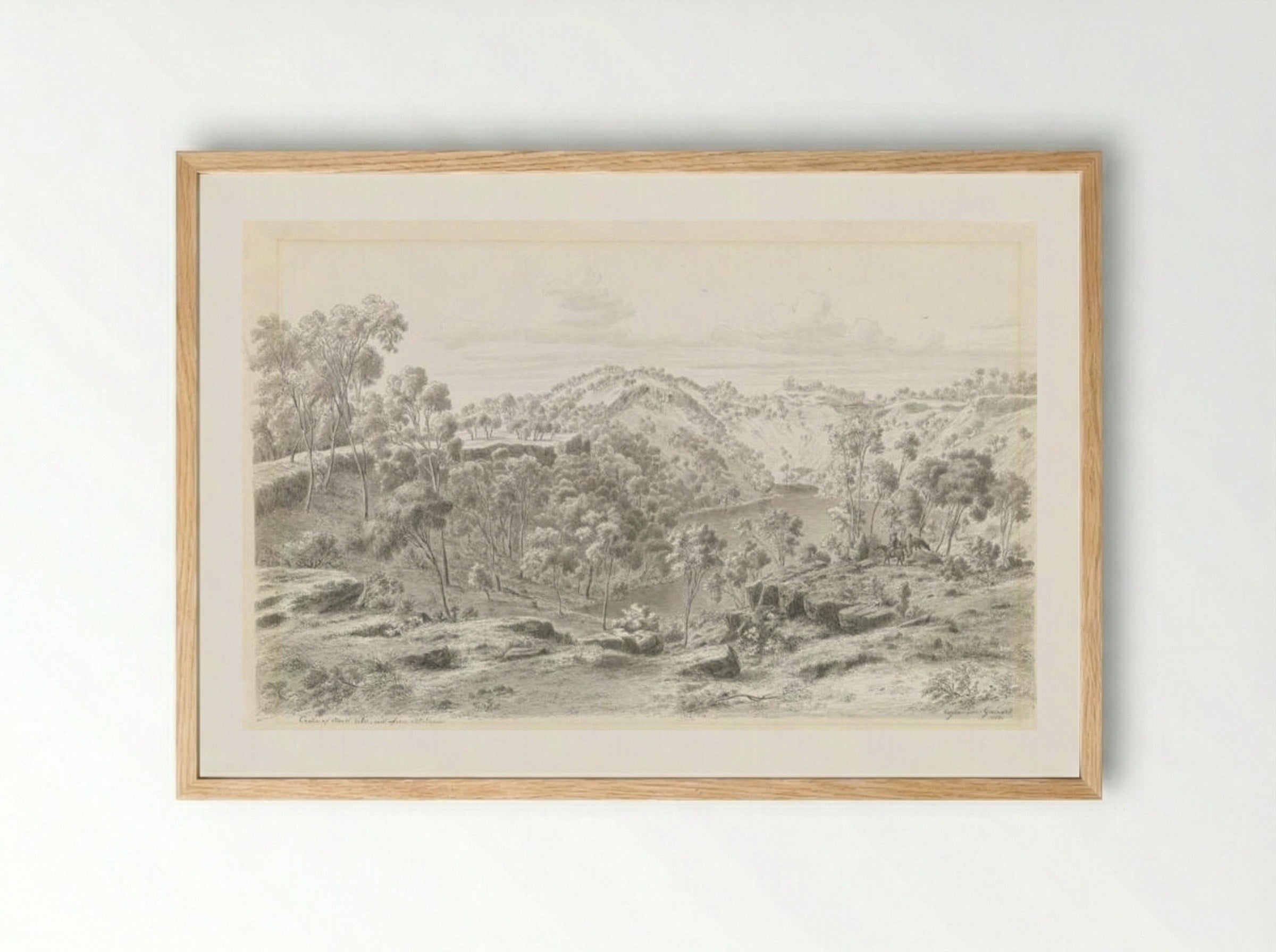Crater of Mount Eccles, West from Mount Napier - Eugene von Guerard - Framed Print Wood