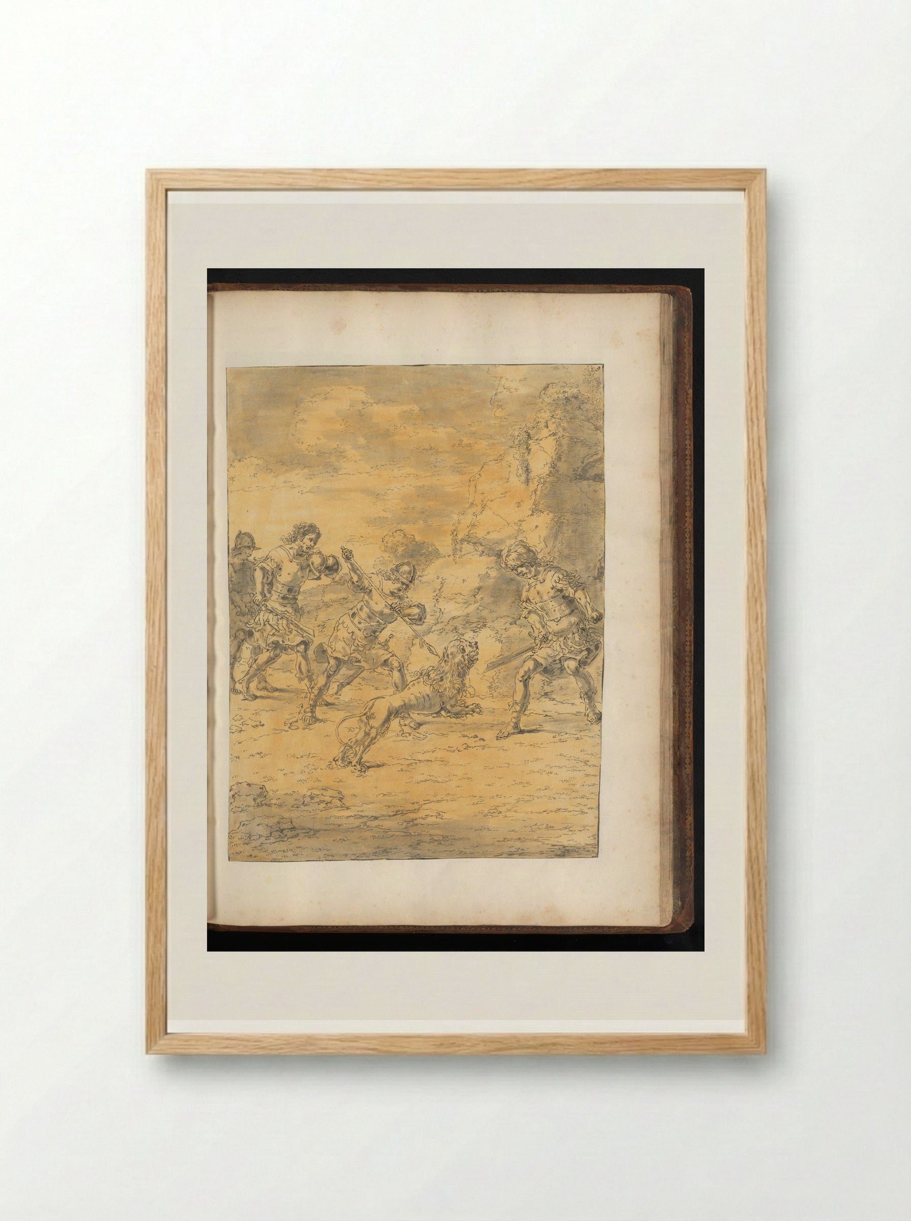 Craterus Kills the Lion Attacking Alexander the Great - Leonaert Bramer - Framed Print Wood