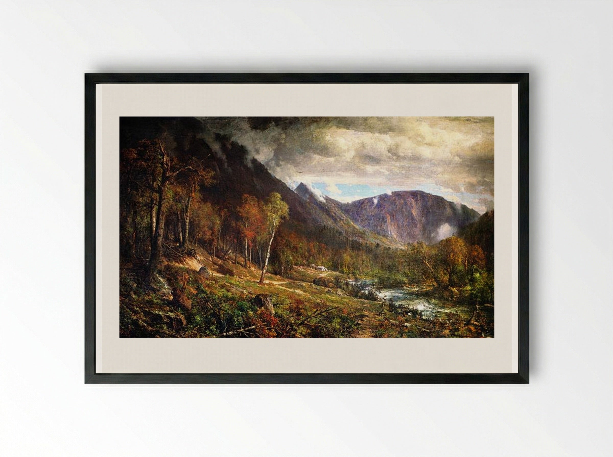 Crawford Notch - Thomas Hill - Framed Print Black