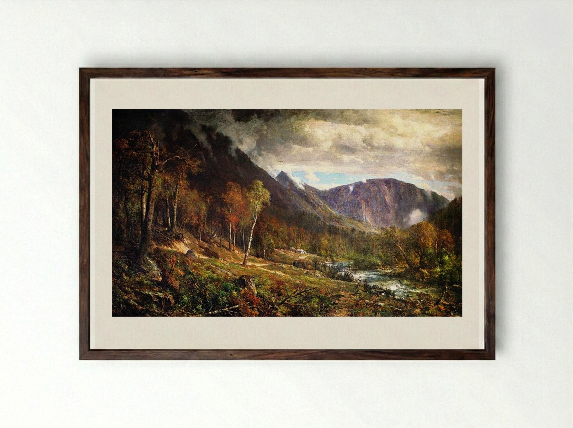 Crawford Notch - Thomas Hill - Framed Print Dark Wood