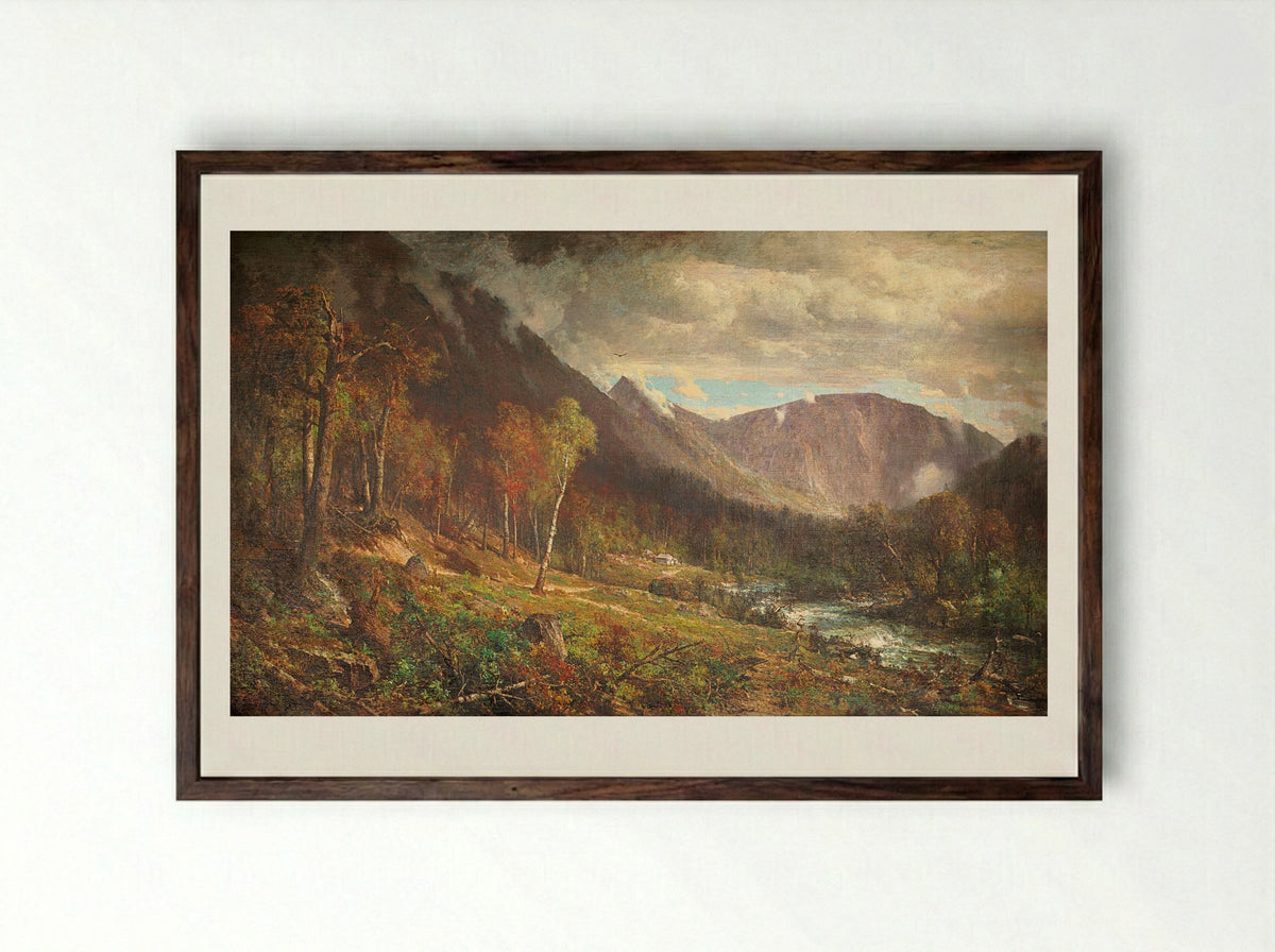 Crawford Notch - Thomas Hill - Framed Print Dark Wood