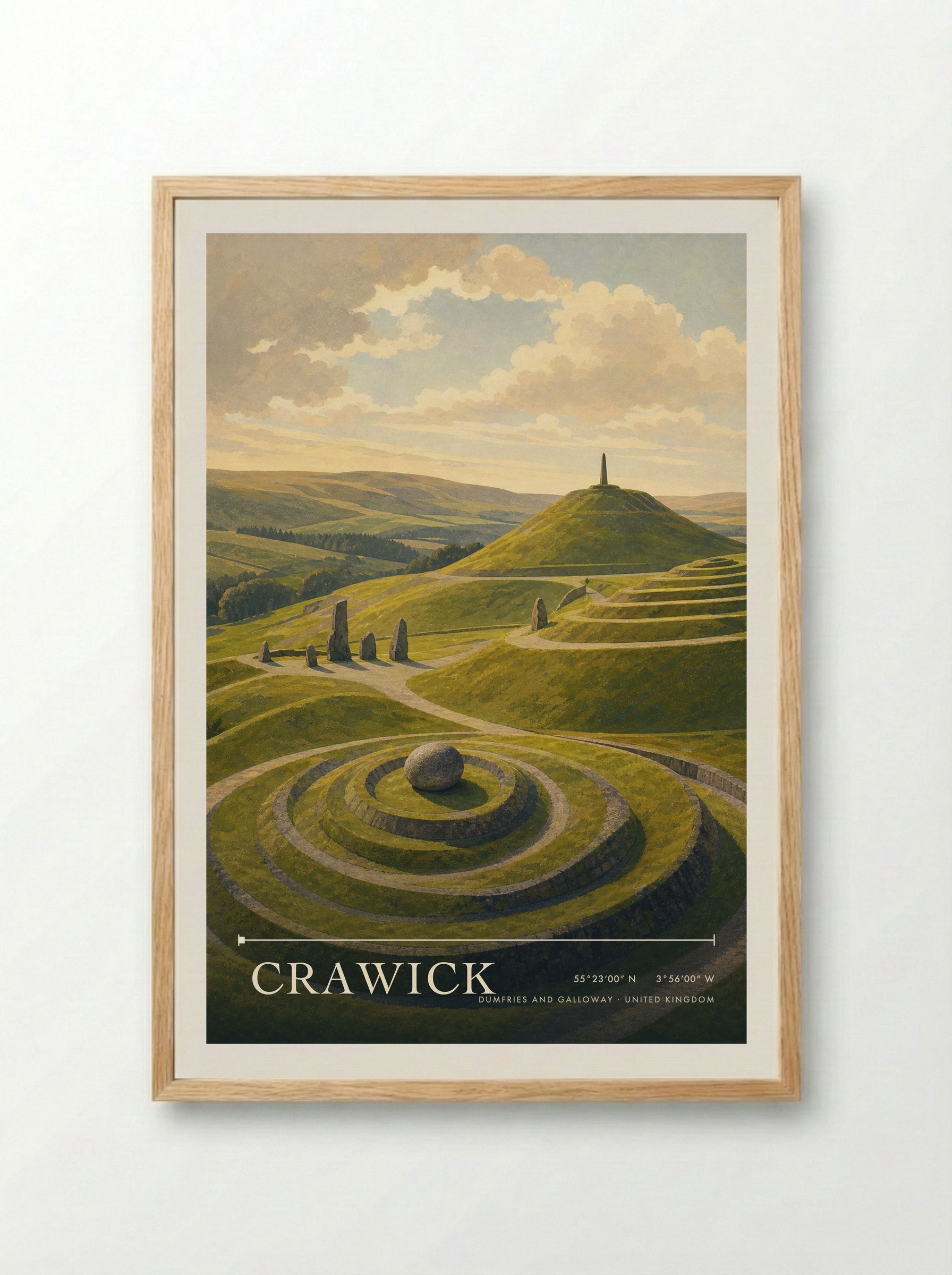 Crawick Dumfries and Galloway United Kingdom Travel Poster - Framed Print Wood