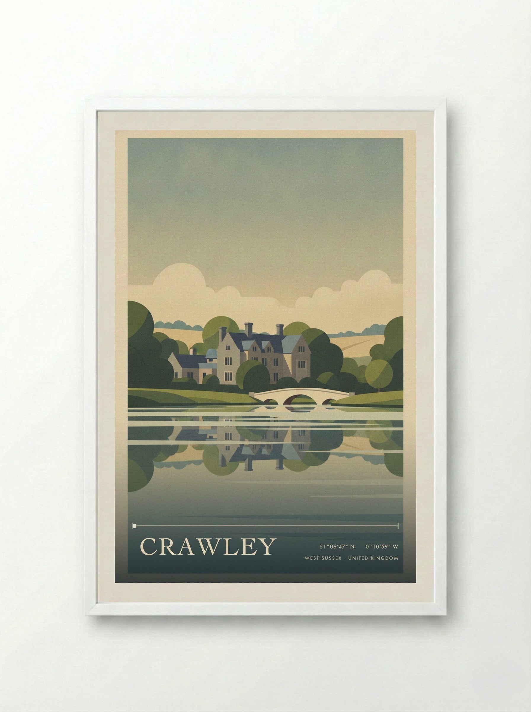 Crawley West Sussex United Kingdom Travel Poster - Framed Print White