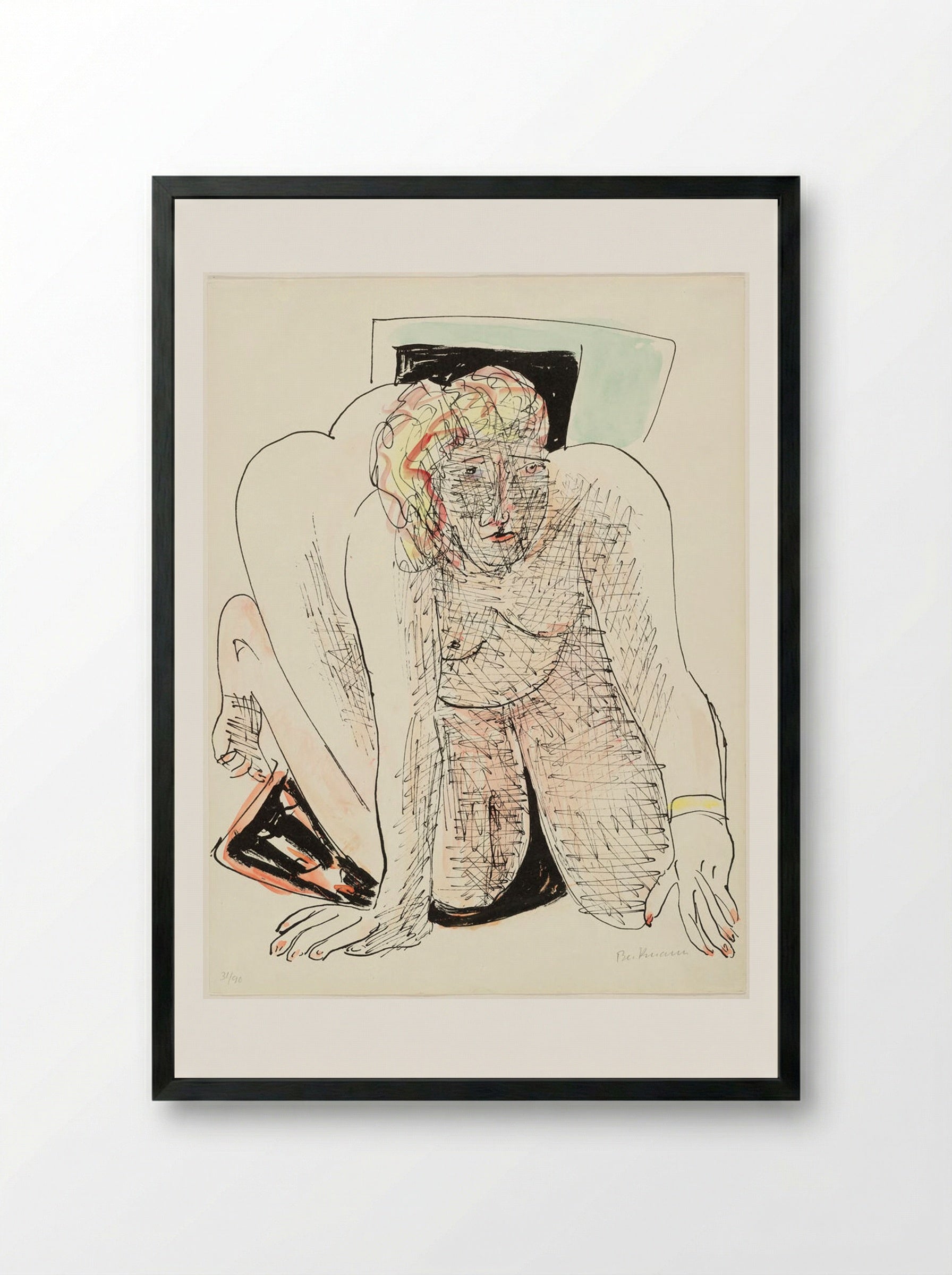 Crawling Woman - Max Beckmann - Framed Print Black