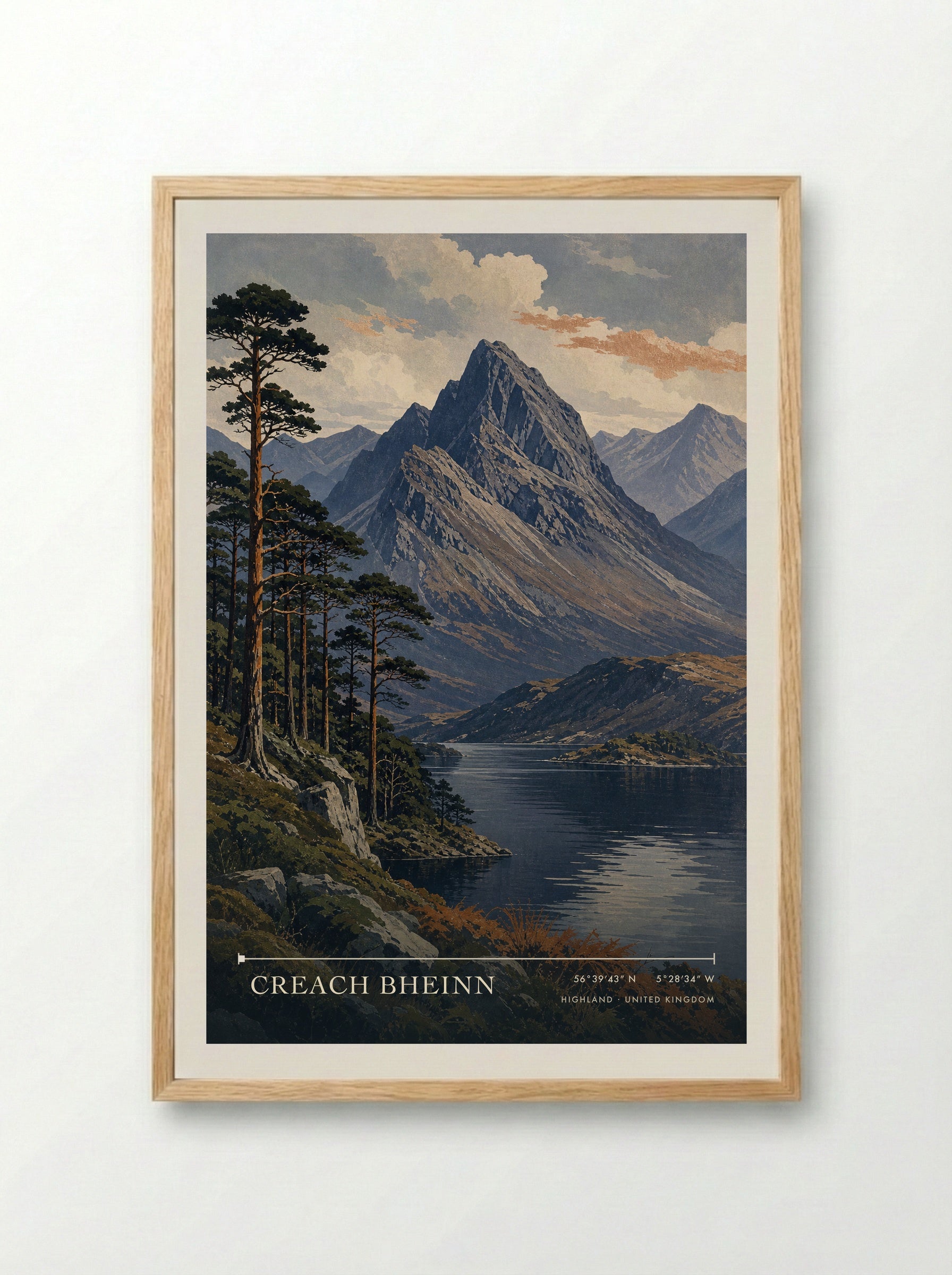 Creach Bheinn Highland United Kingdom Travel Poster - Framed Print Wood