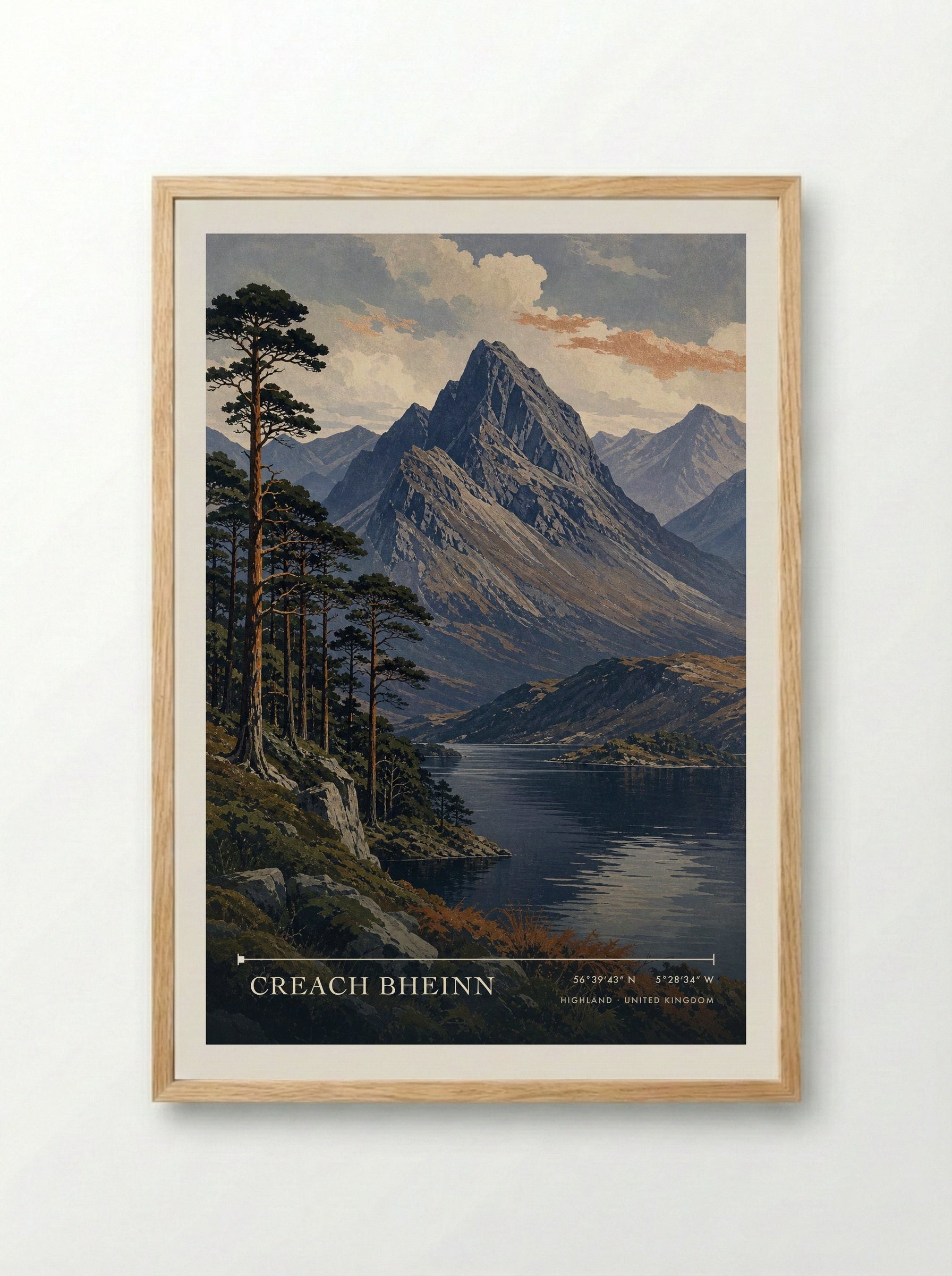 Creach Bheinn Highland United Kingdom Travel Poster - Framed Print Wood