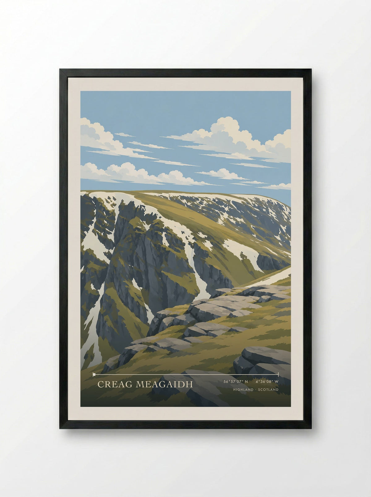 Creag Meagaidh, Highland | Travel Poster - Framed Print Black