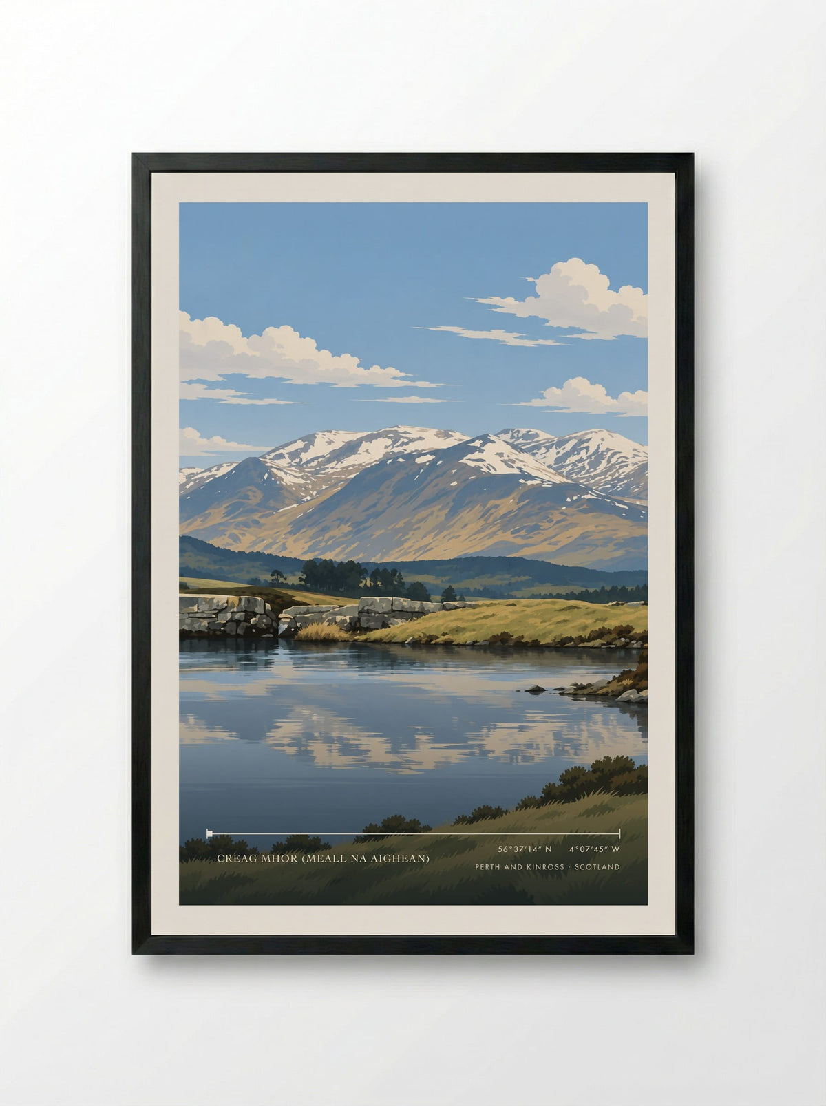 Creag Mhor (Meall na Aighean), Perth and Kinross | Travel Poster - Framed Print Black