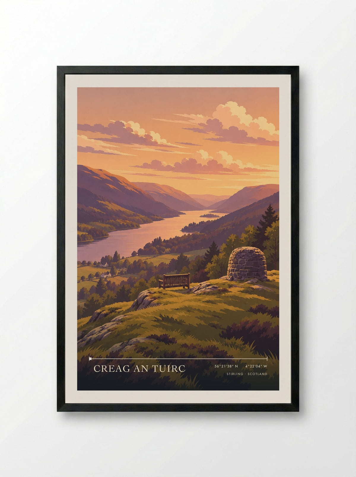 Creag an Tuirc, Stirling | Travel Poster - Framed Print Black