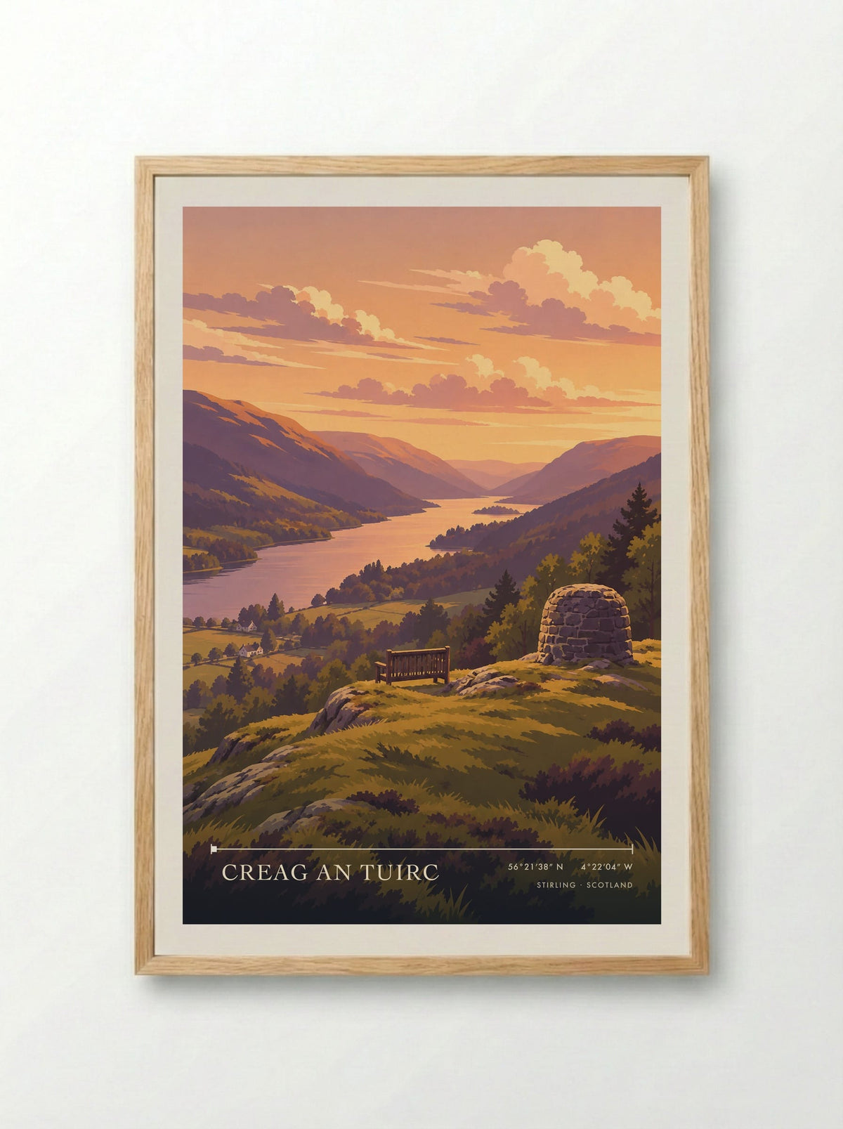 Creag an Tuirc, Stirling | Travel Poster - Framed Print Wood