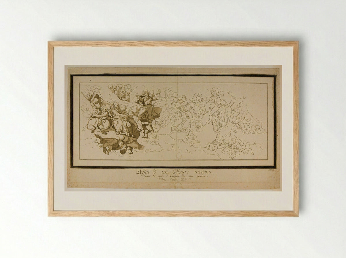 Creator Surrounded by Angels - Maria Catharina Prestel - Framed Print Wood