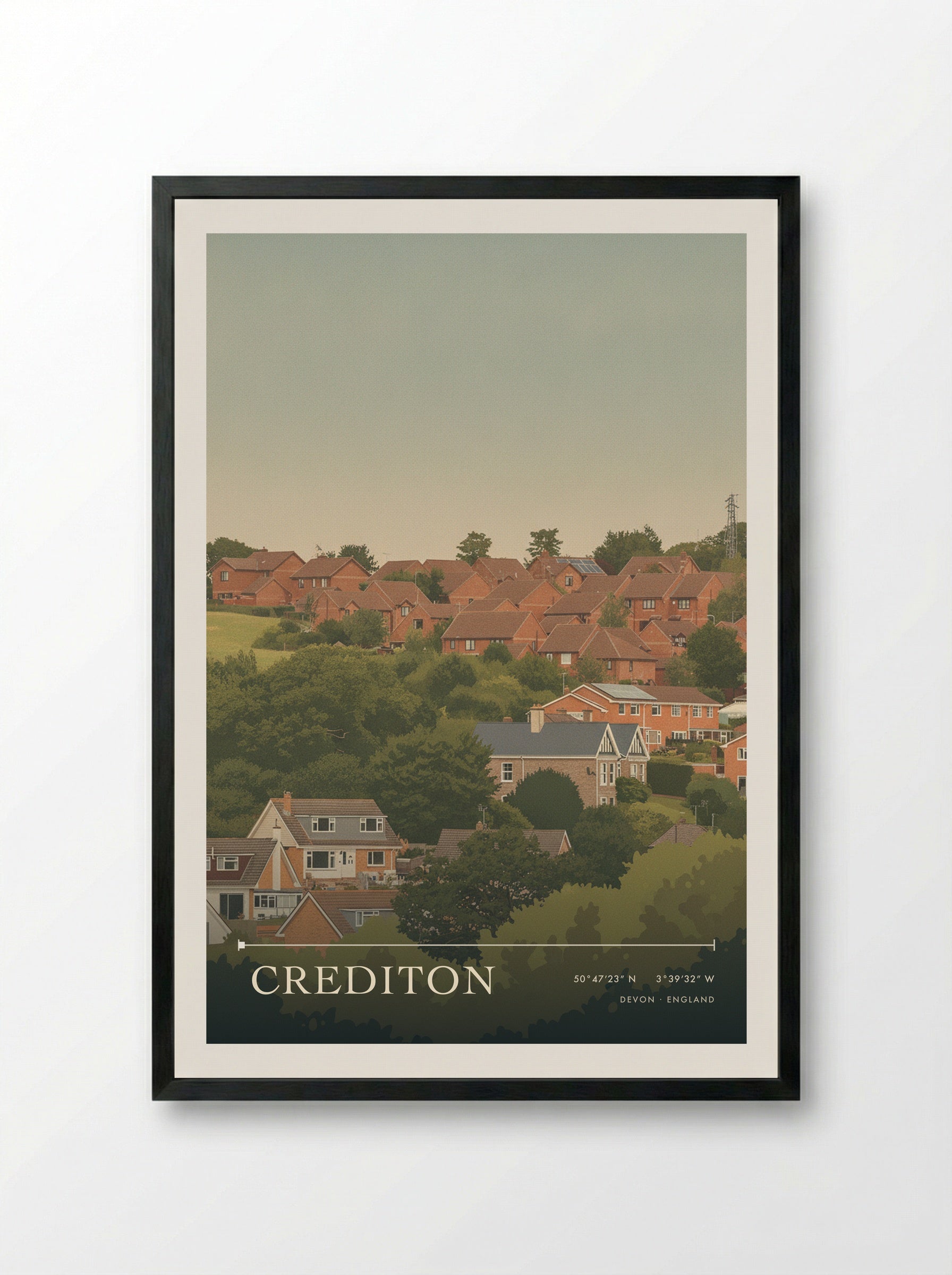 Crediton Devon England Travel Poster - Framed Print Black