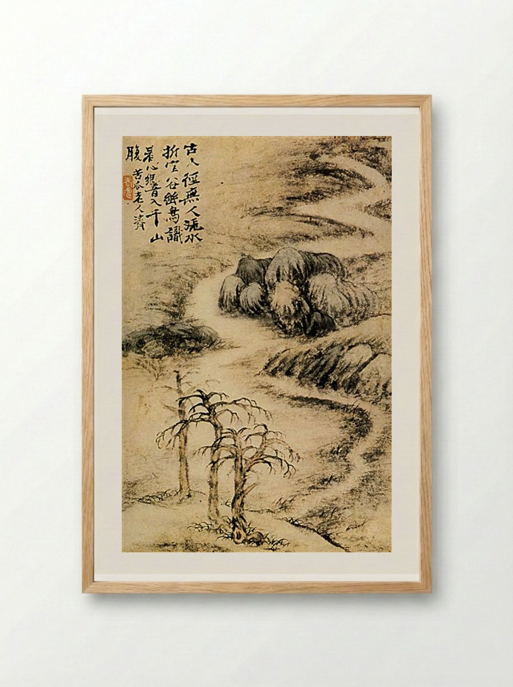Creek in Winter - Shitao - Framed Print Wood