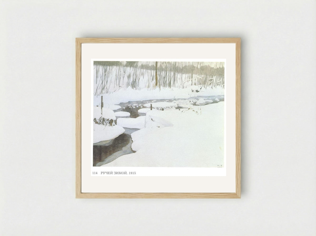 Creek in Winter - Ivan Bilibin - Framed Print Wood
