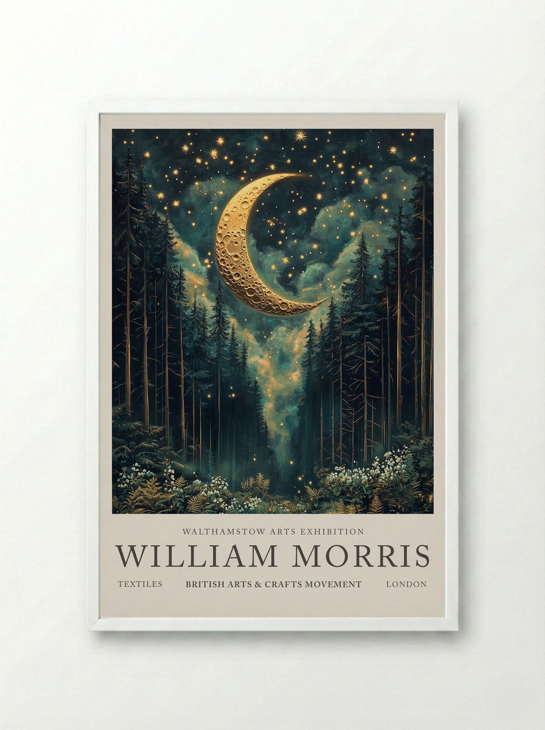 Crescent Canopy - William Morris - Framed Print White