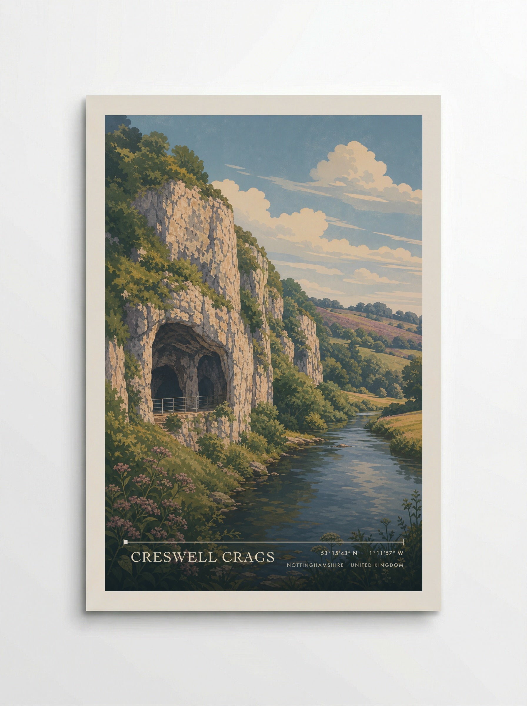 Creswell Crags Nottinghamshire United Kingdom Travel Poster - Poster
