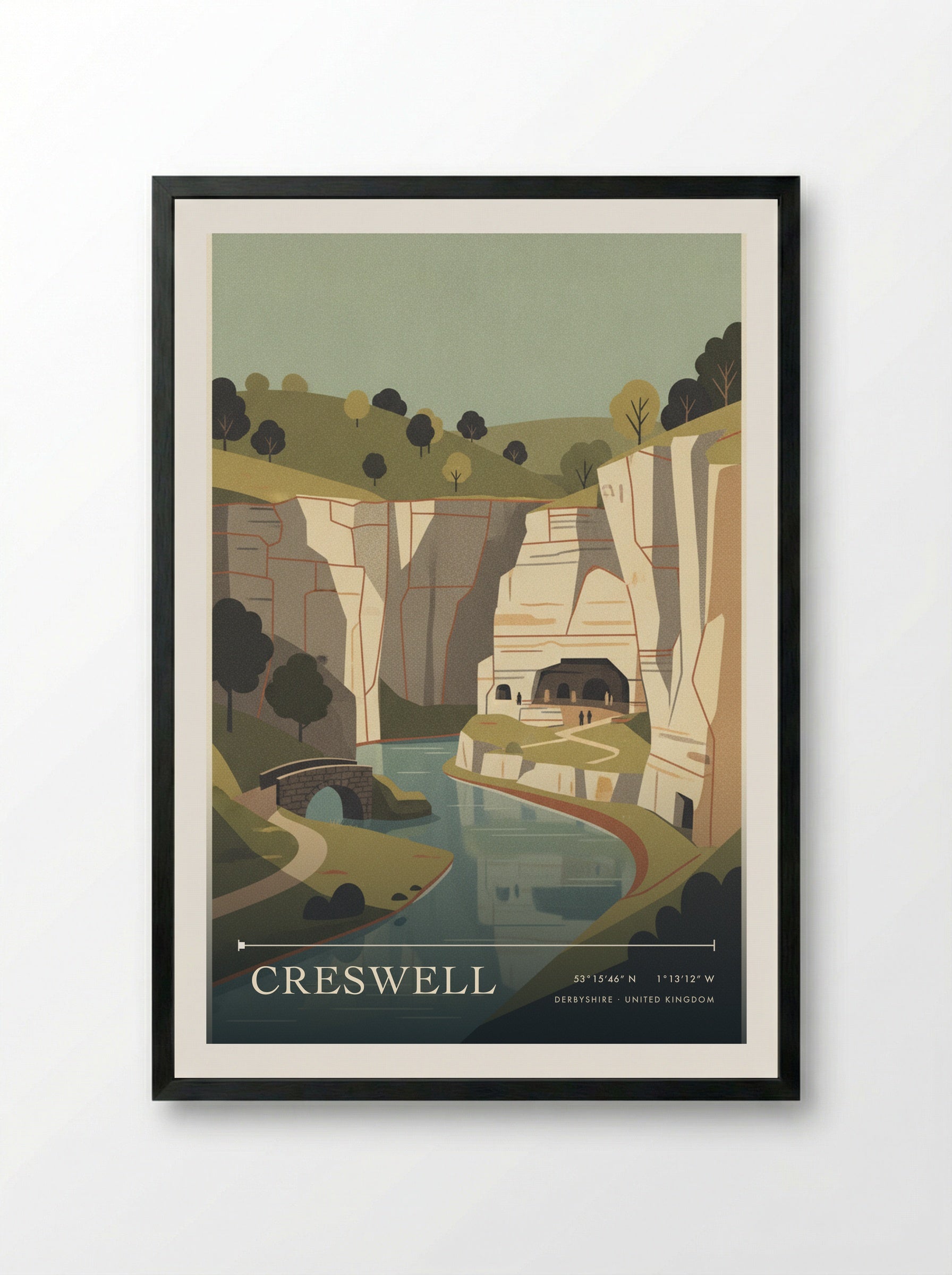 Creswell Derbyshire United Kingdom Travel Poster - Framed Print Black
