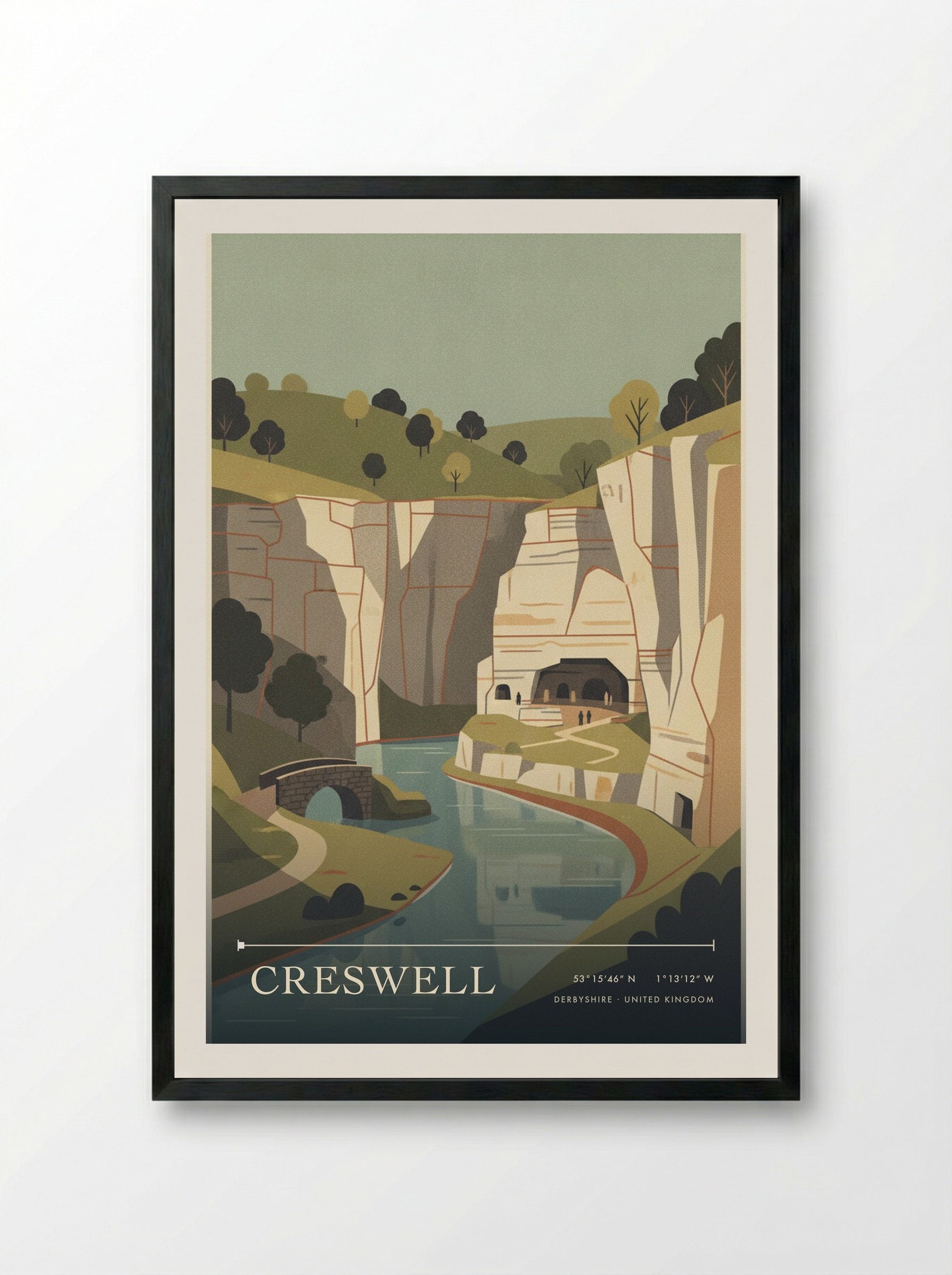 Creswell Derbyshire United Kingdom Travel Poster - Framed Print Black