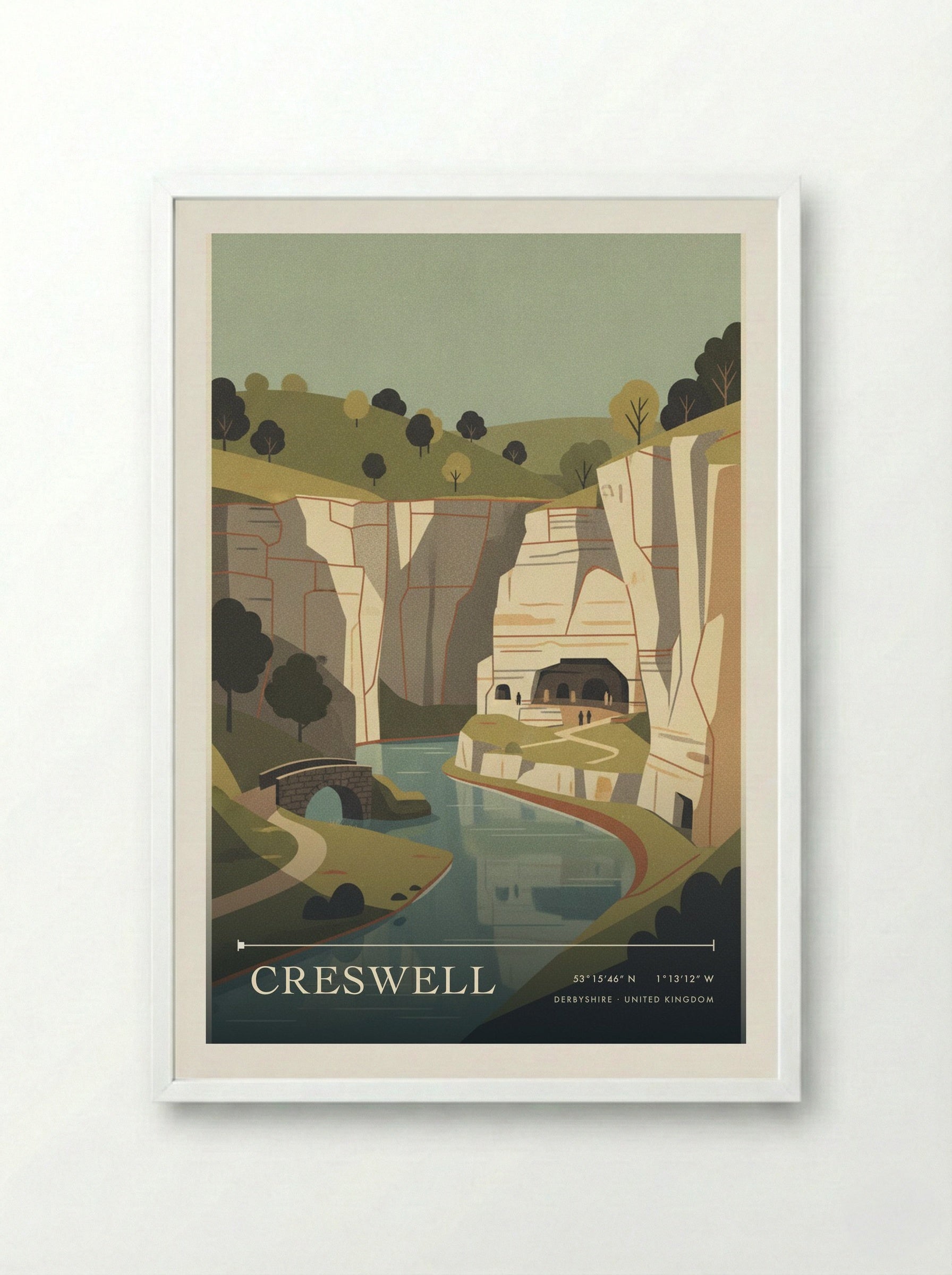 Creswell Derbyshire United Kingdom Travel Poster - Framed Print White