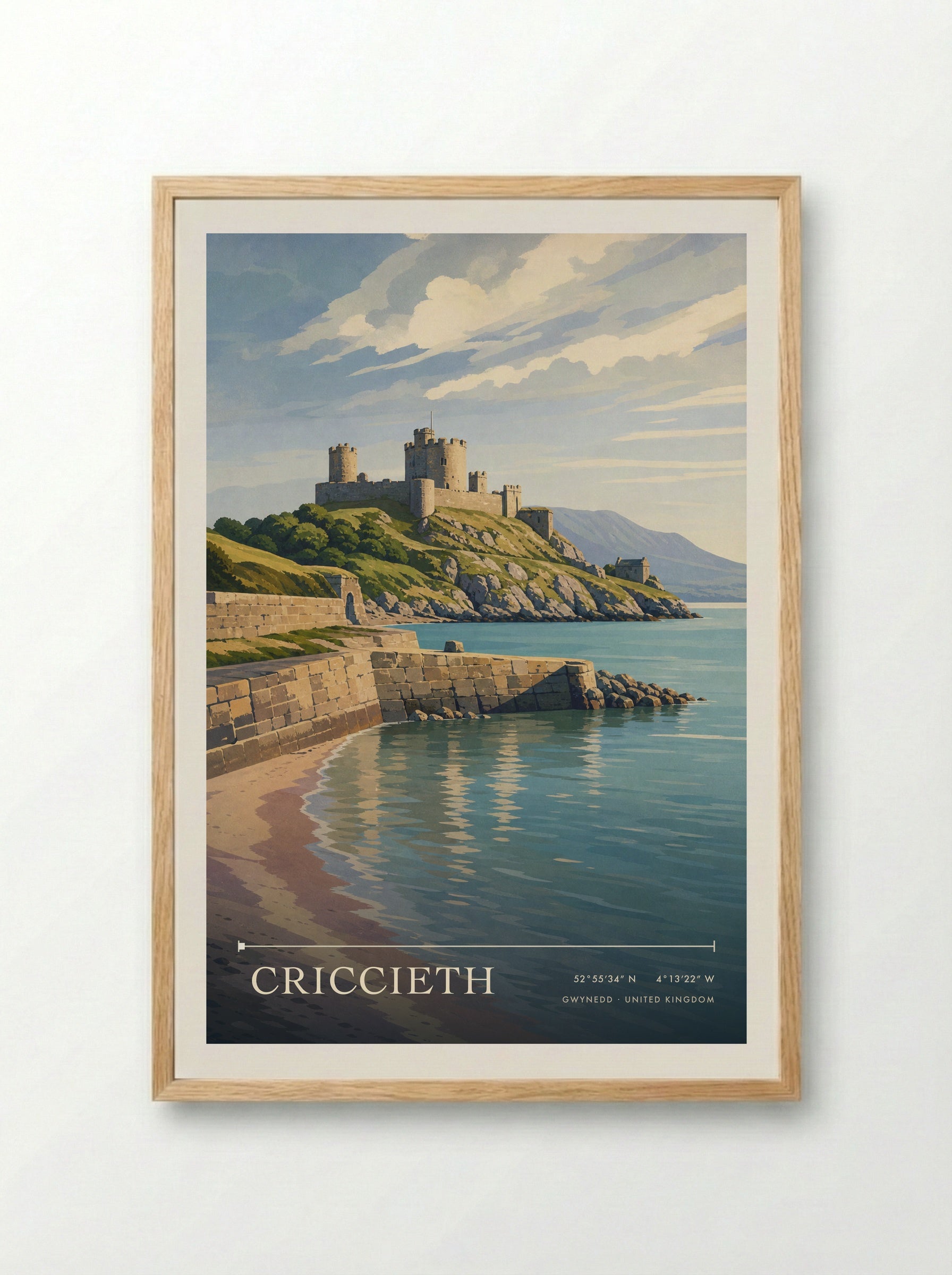 Criccieth Gwynedd United Kingdom Travel Poster - Framed Print Wood