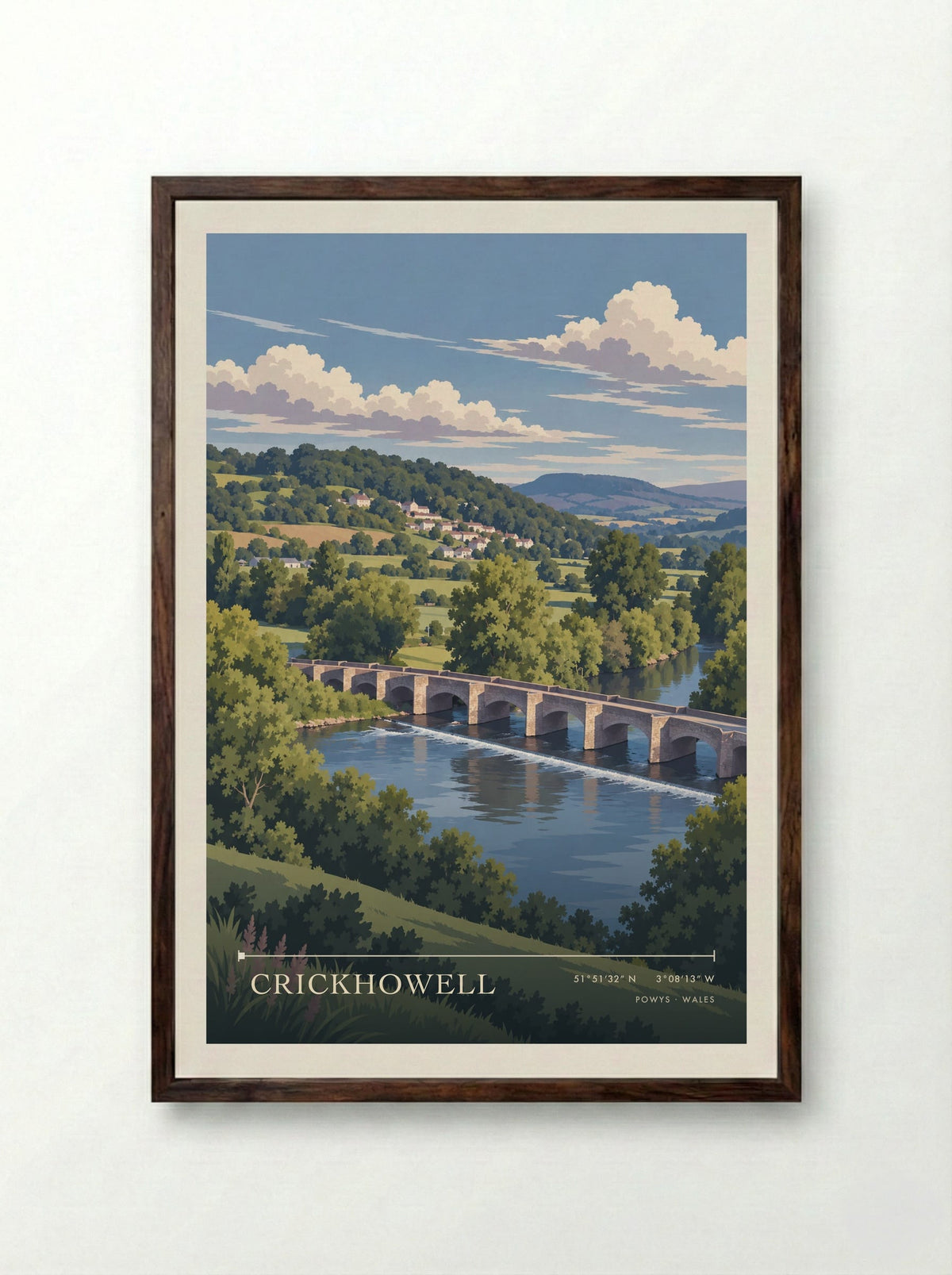 Crickhowell, Powys | Travel Poster - Framed Print Dark Wood