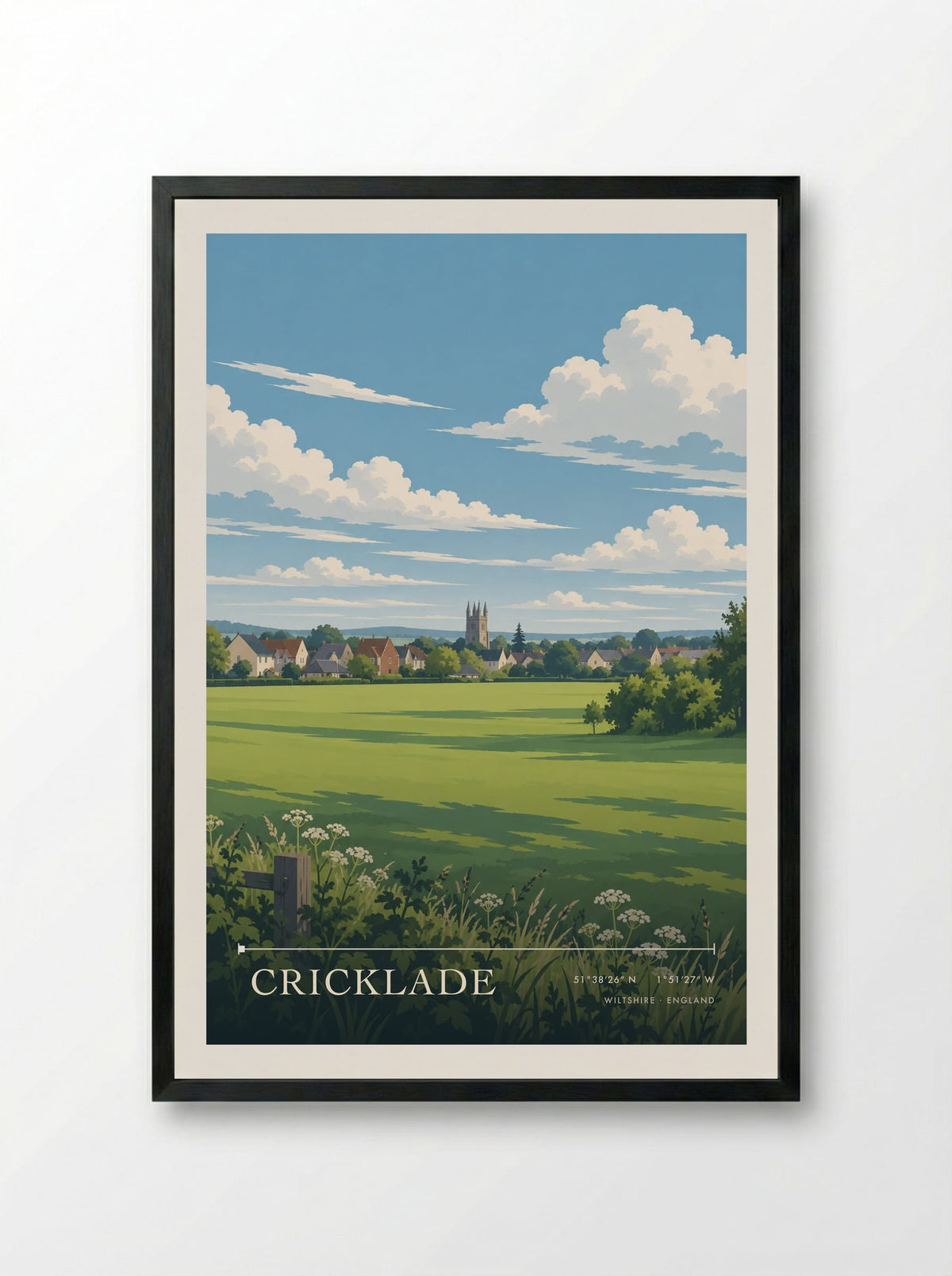 Cricklade, Wiltshire | Travel Poster - Framed Print Black