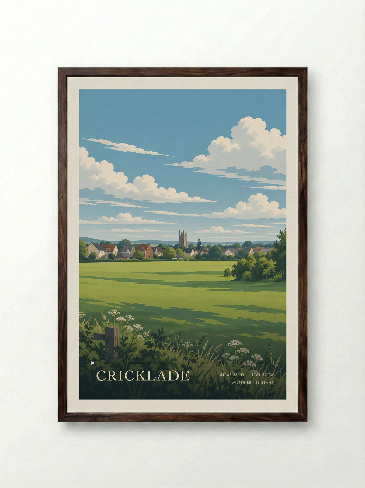 Cricklade, Wiltshire | Travel Poster - Framed Print Dark Wood
