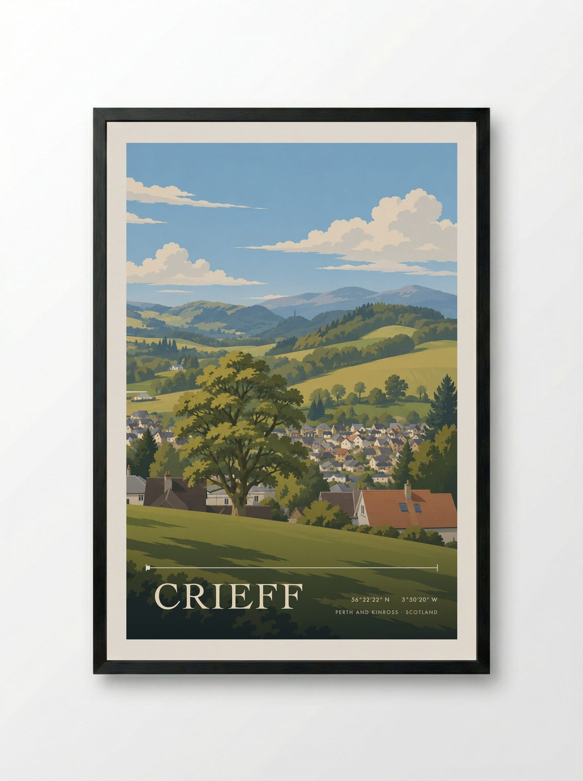 Crieff, Perth and Kinross | Travel Poster - Framed Print Black