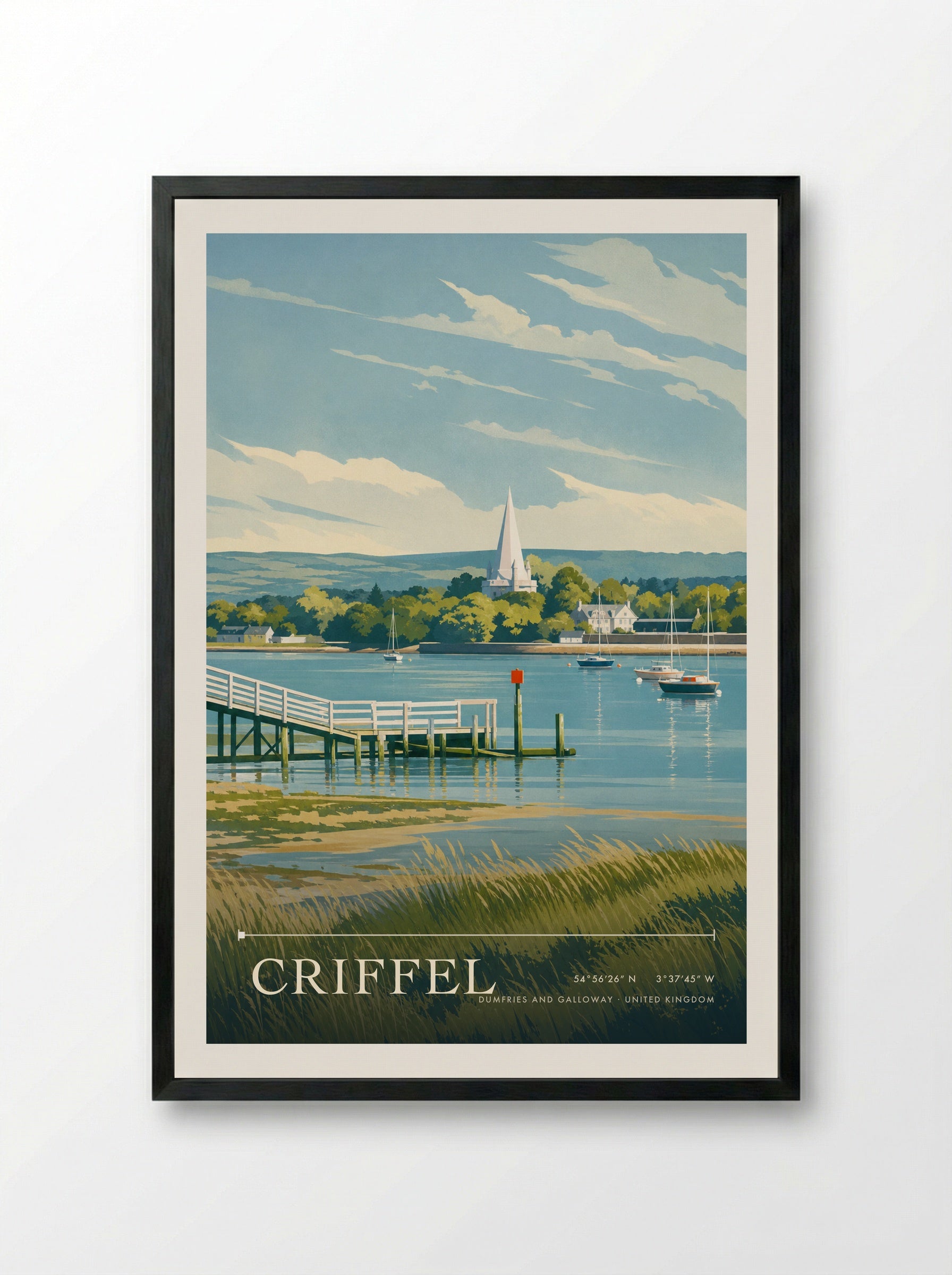 Criffel Dumfries and Galloway United Kingdom Travel Poster - Framed Print Black