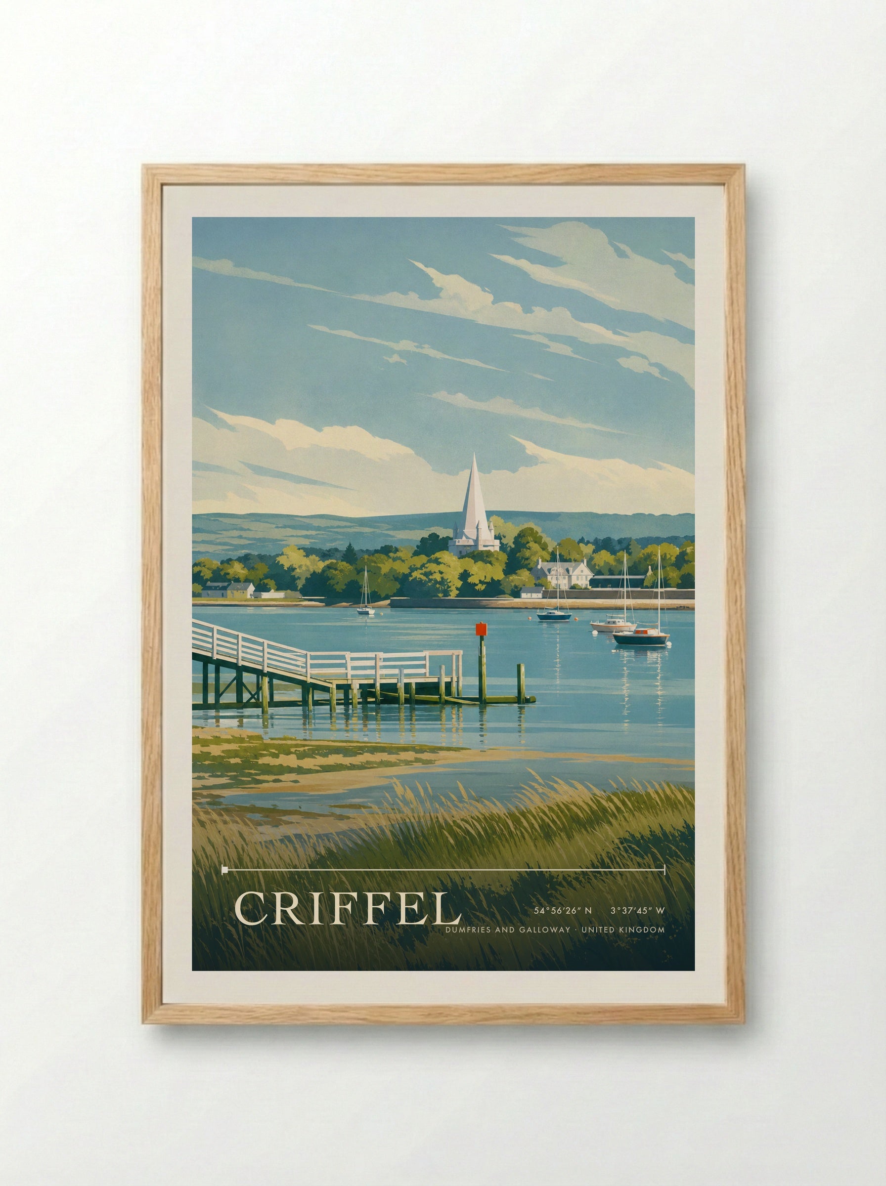 Criffel Dumfries and Galloway United Kingdom Travel Poster - Framed Print Wood