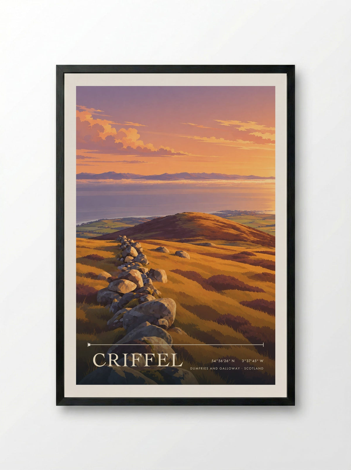 Criffel, Dumfries and Galloway | Travel Poster - Framed Print Black