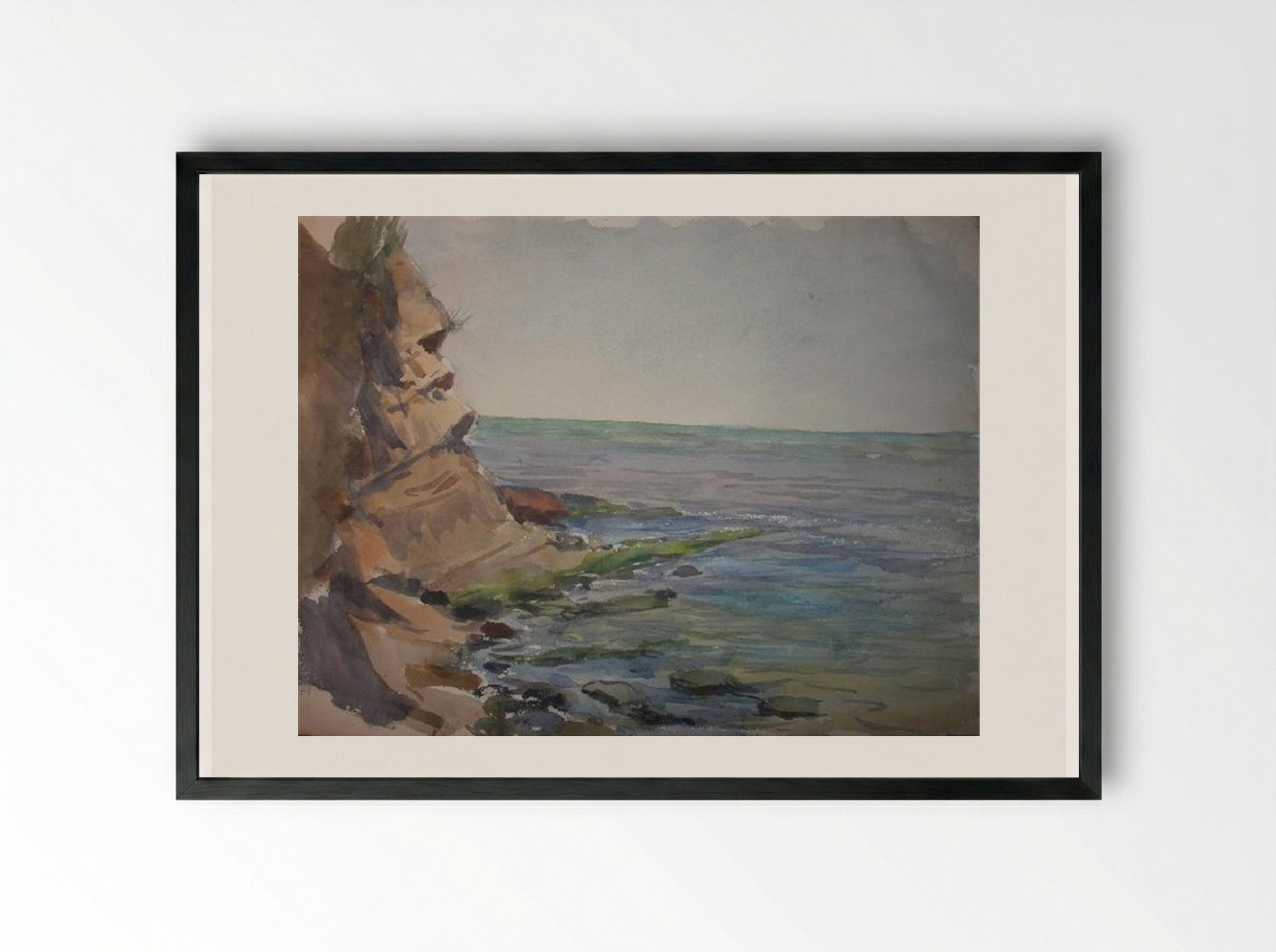 Crimea. The cliffs. - Ivan Vladimirov - Framed Print Black