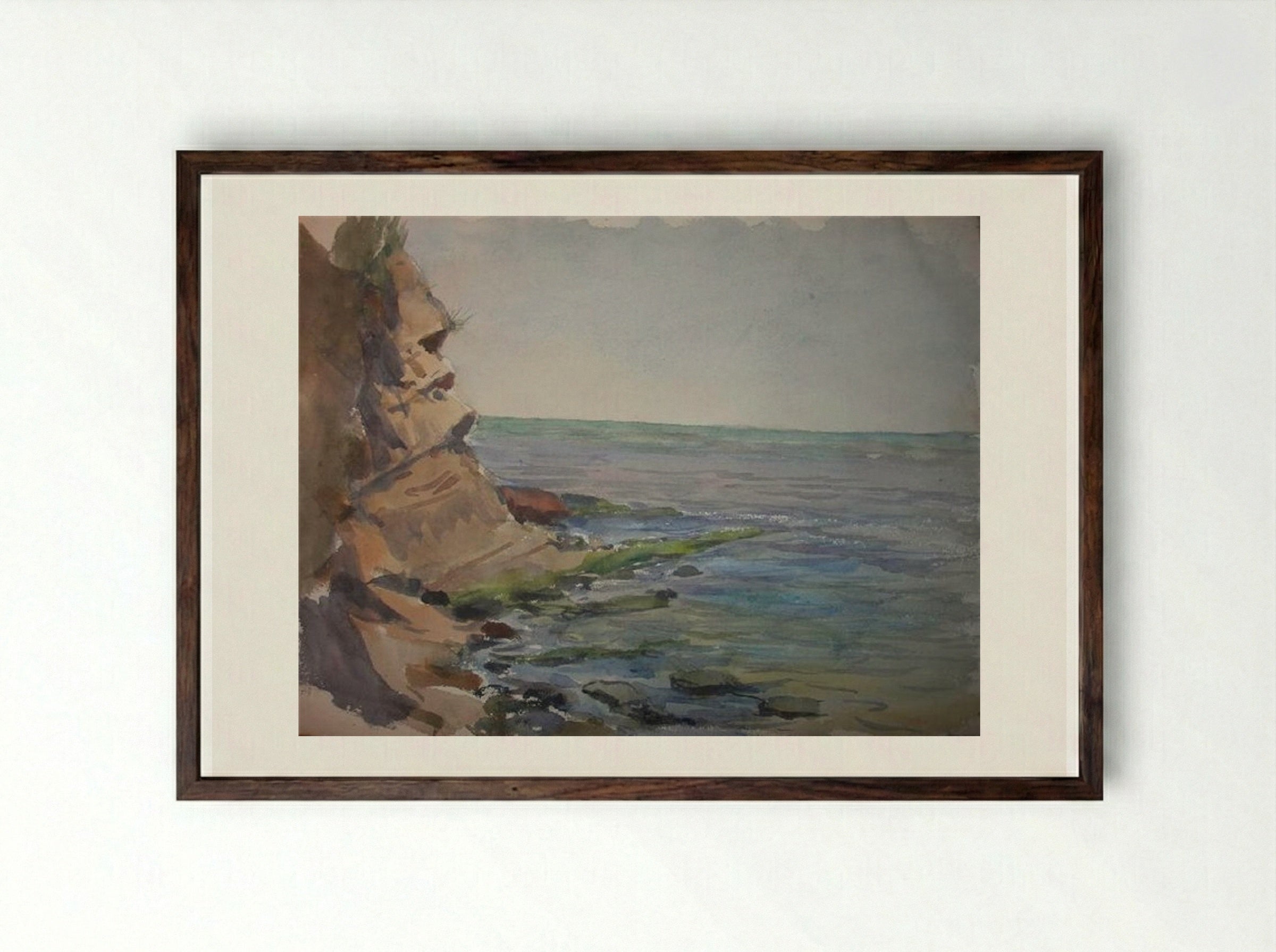 Crimea. The cliffs. - Ivan Vladimirov - Framed Print Dark Wood