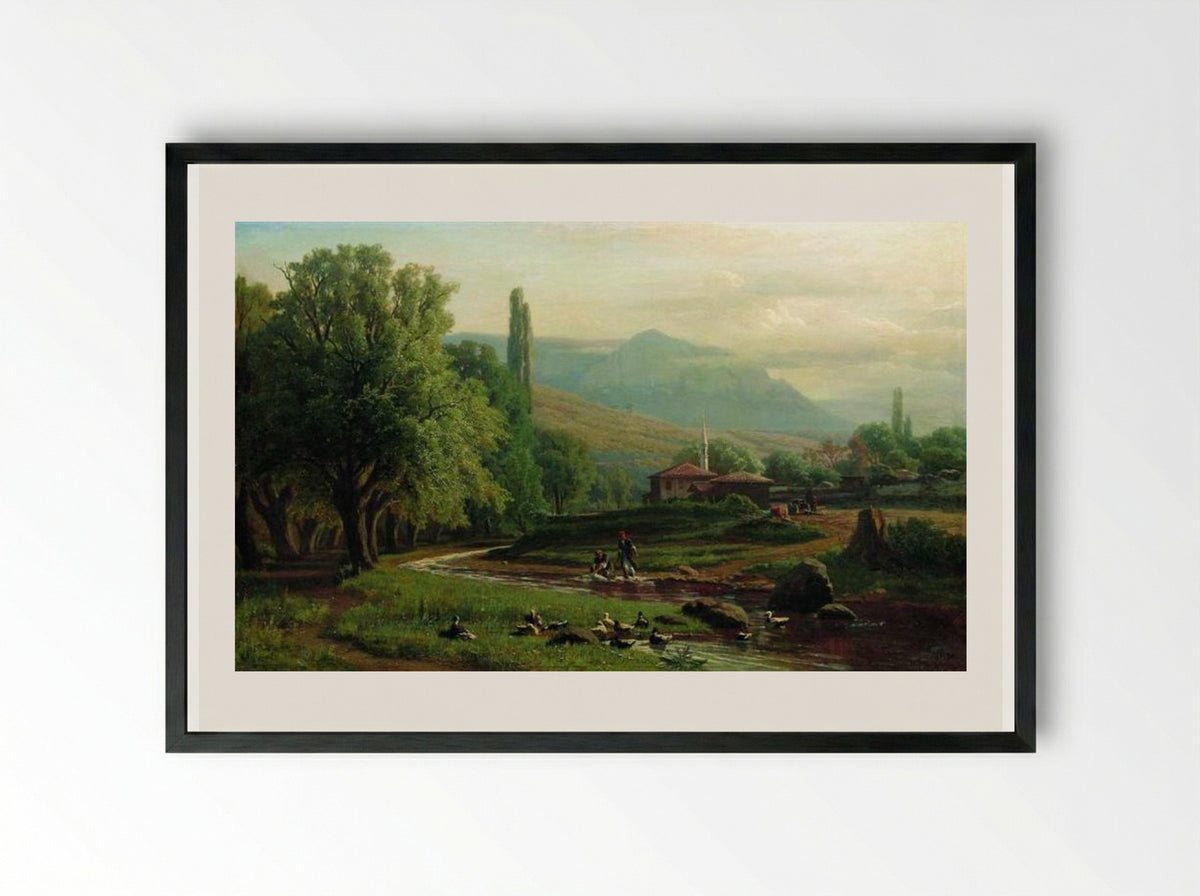 Crimean Summer Landscape - Volodymyr Orlovsky - Framed Print Black