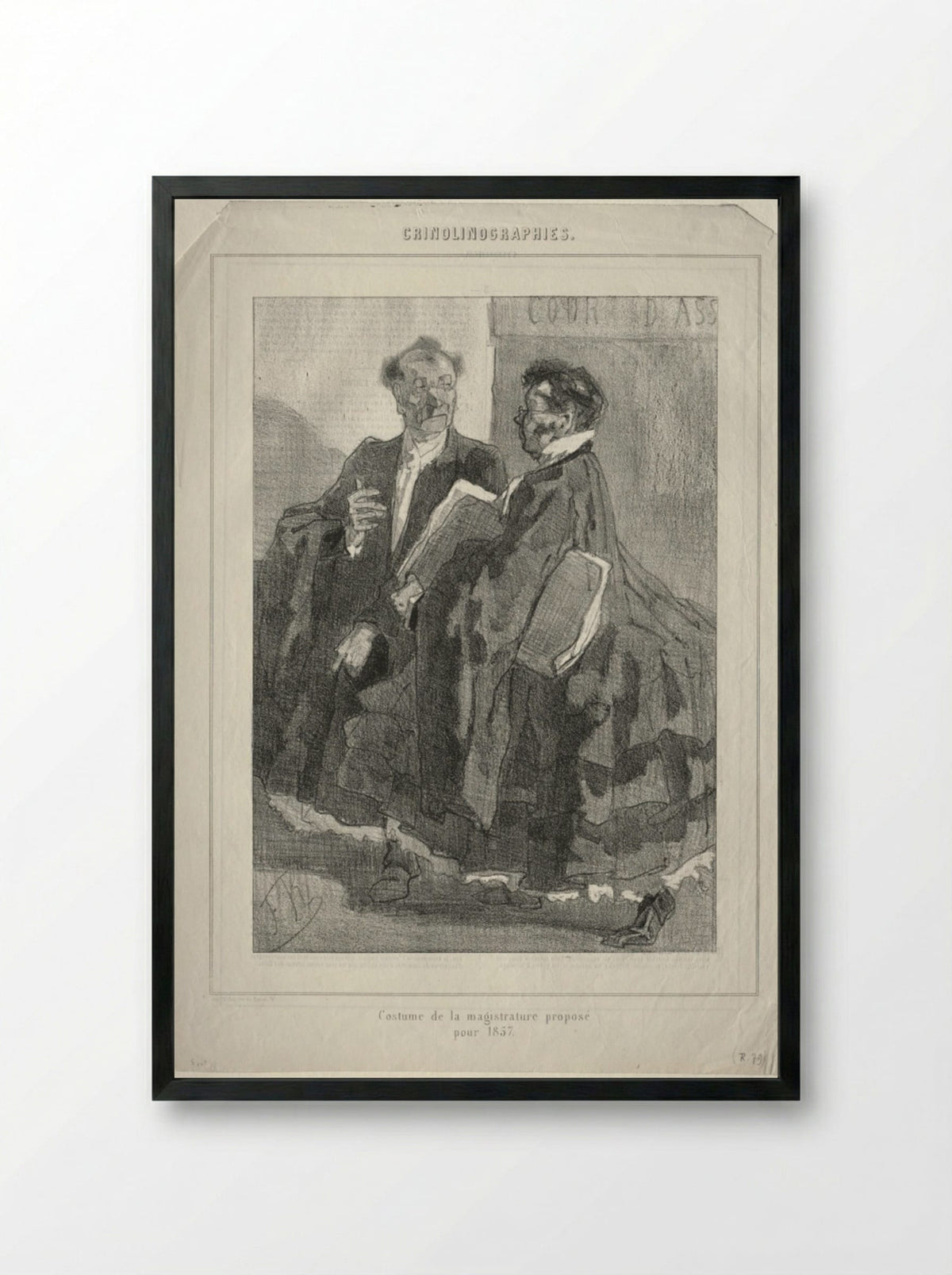 Crinolinographies (Costume de la magistrature proposé pour 1857) - Félicien Rops - Framed Print Black