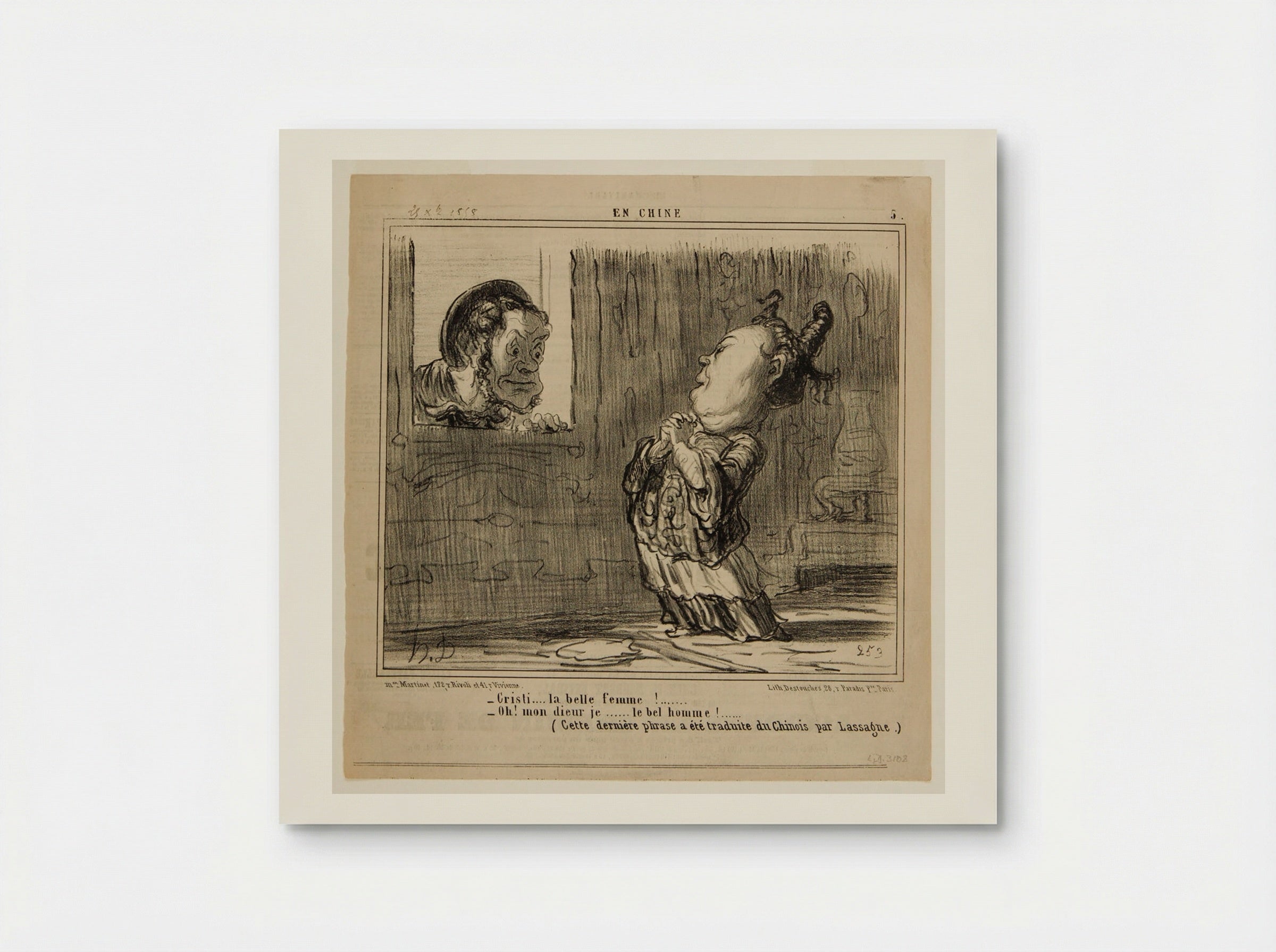 -Cristi... la belle femme!... -Oh! mon dieur je... le bel homme!... - Honoré-Victorin Daumier - Poster