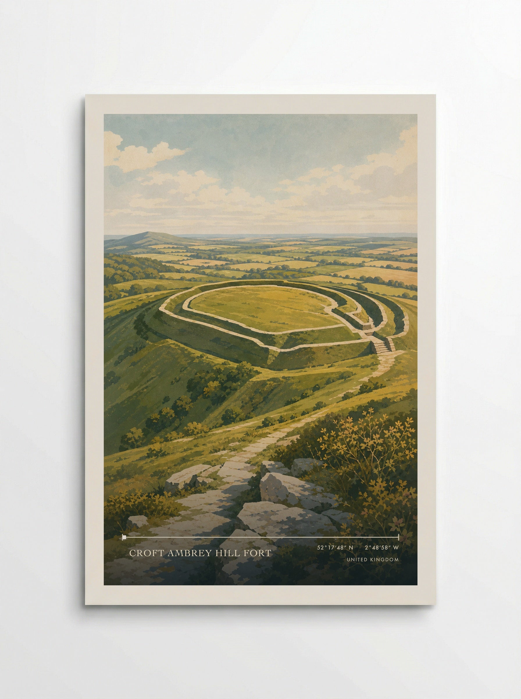 Croft Ambrey Hill Fort United Kingdom Travel Poster - Poster