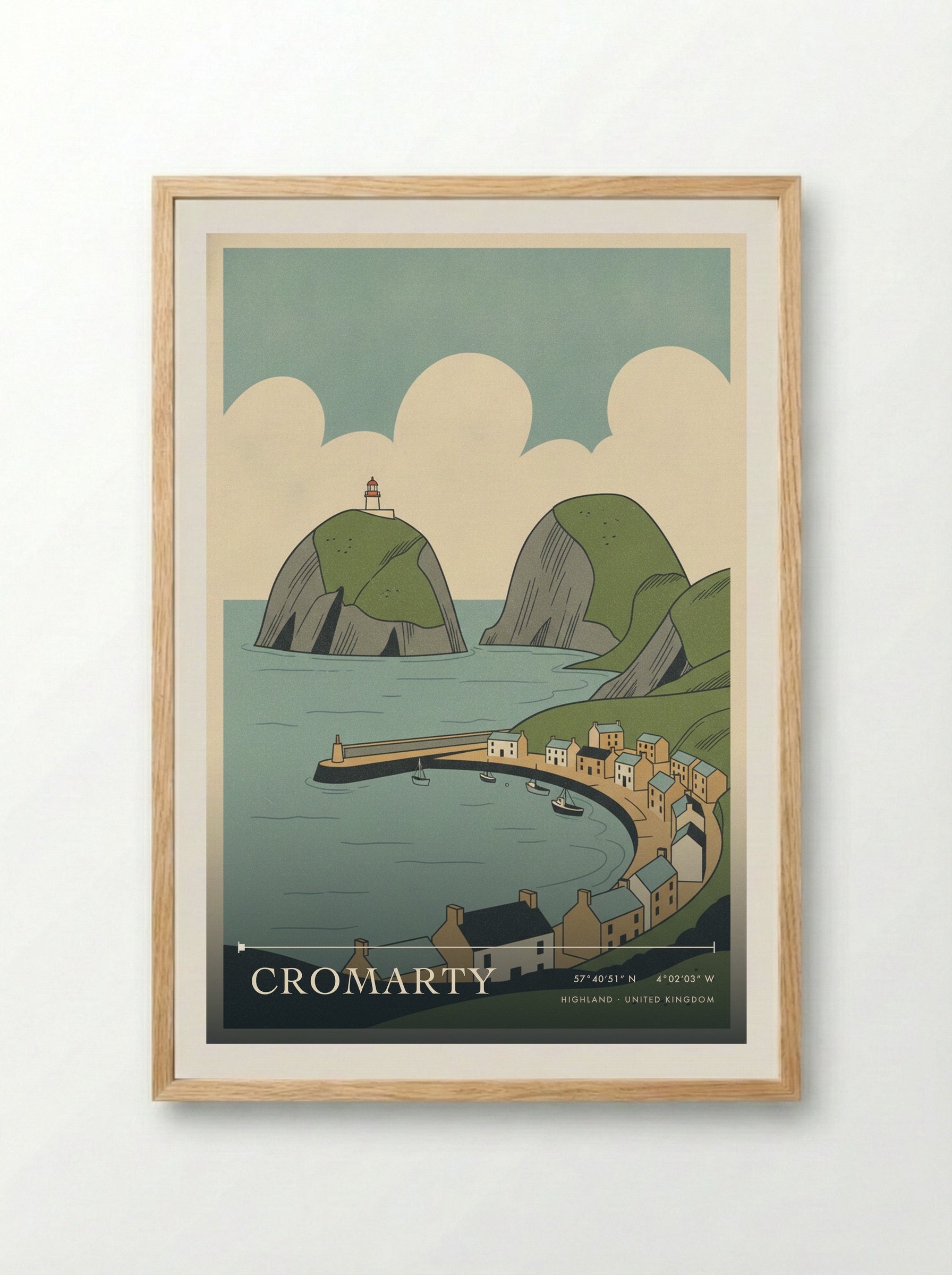 Cromarty Highland United Kingdom Travel Poster - Framed Print Wood
