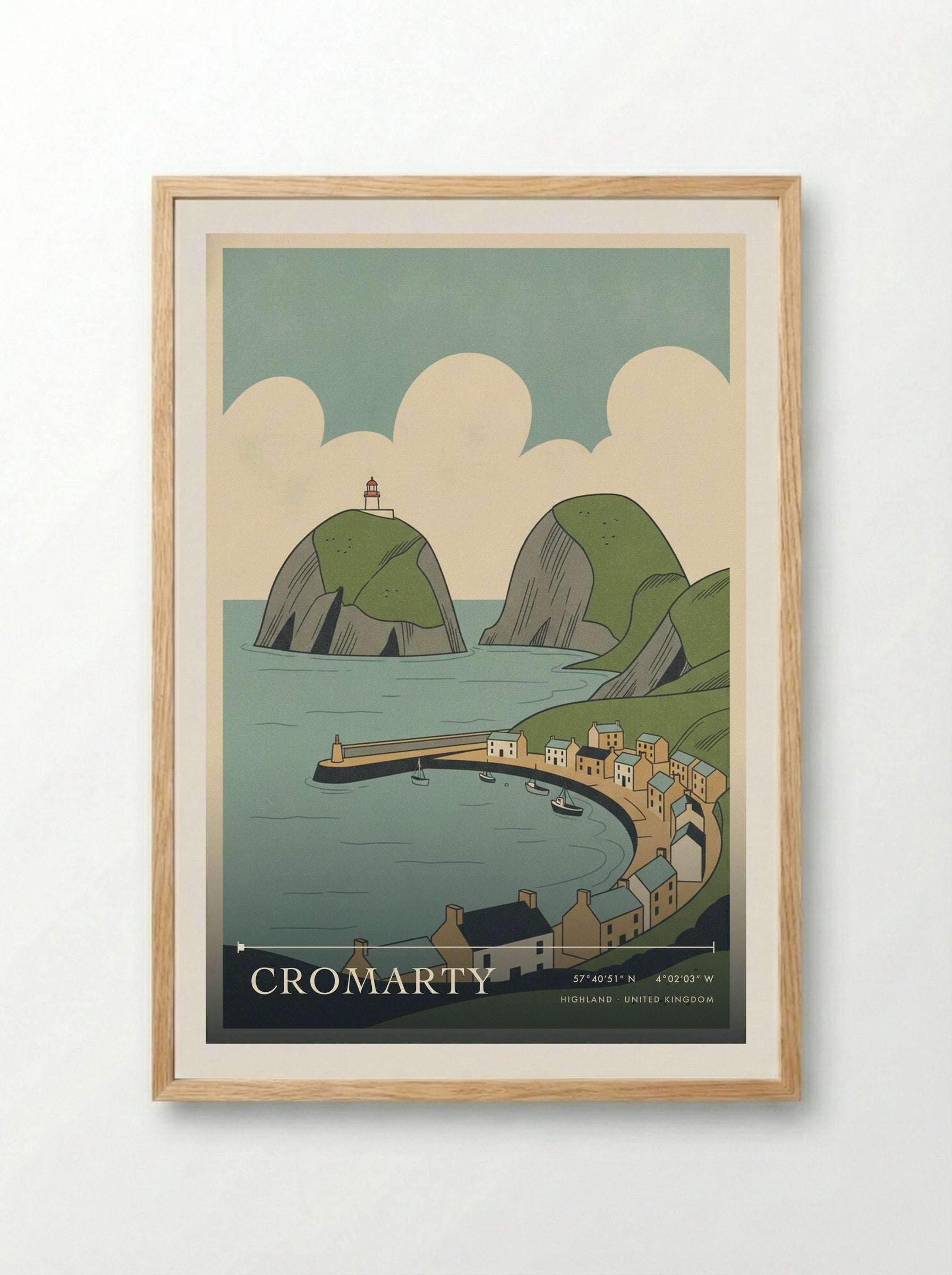 Cromarty Highland United Kingdom Travel Poster - Framed Print Wood