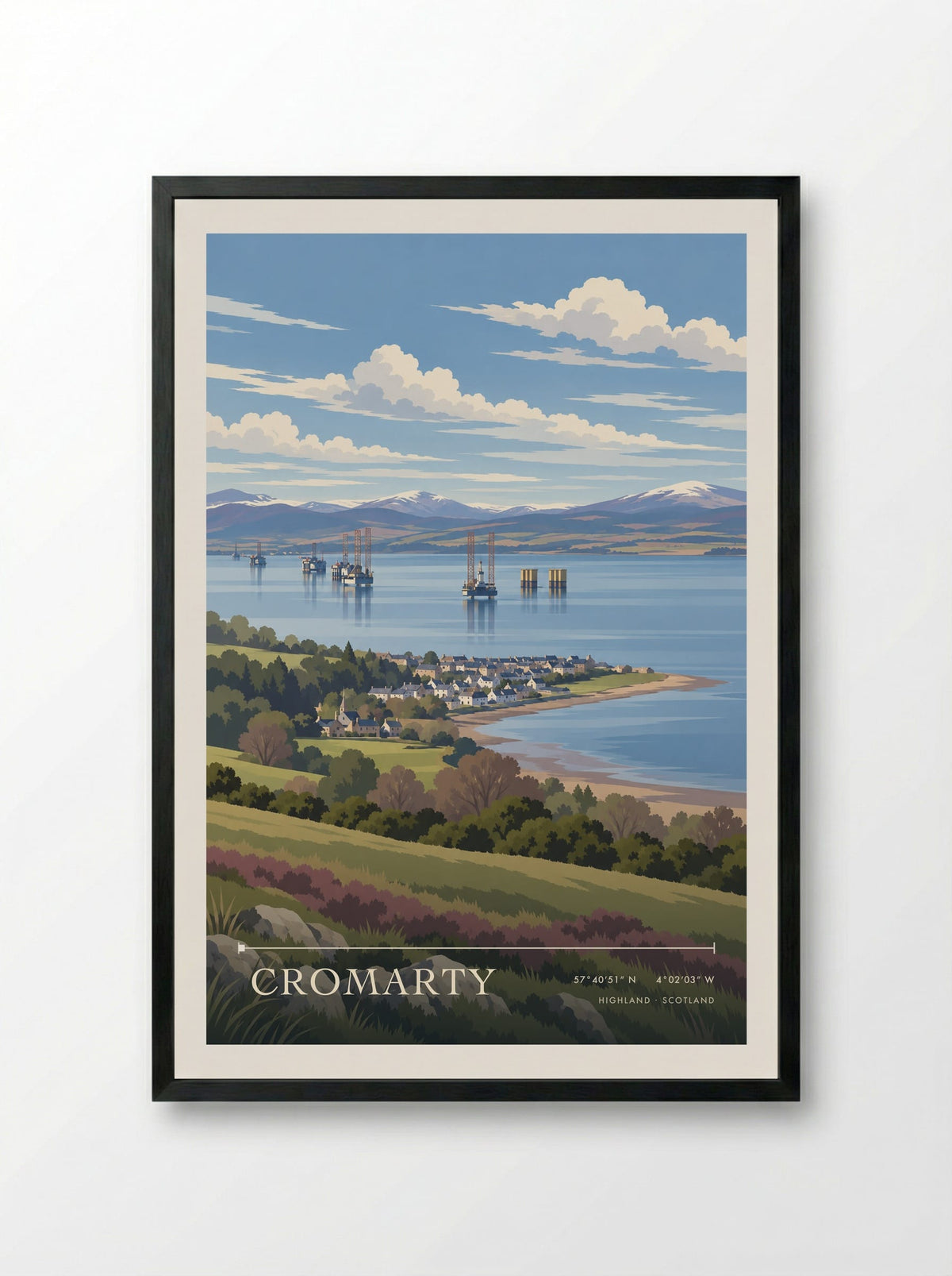 Cromarty, Highland | Travel Poster - Framed Print Black