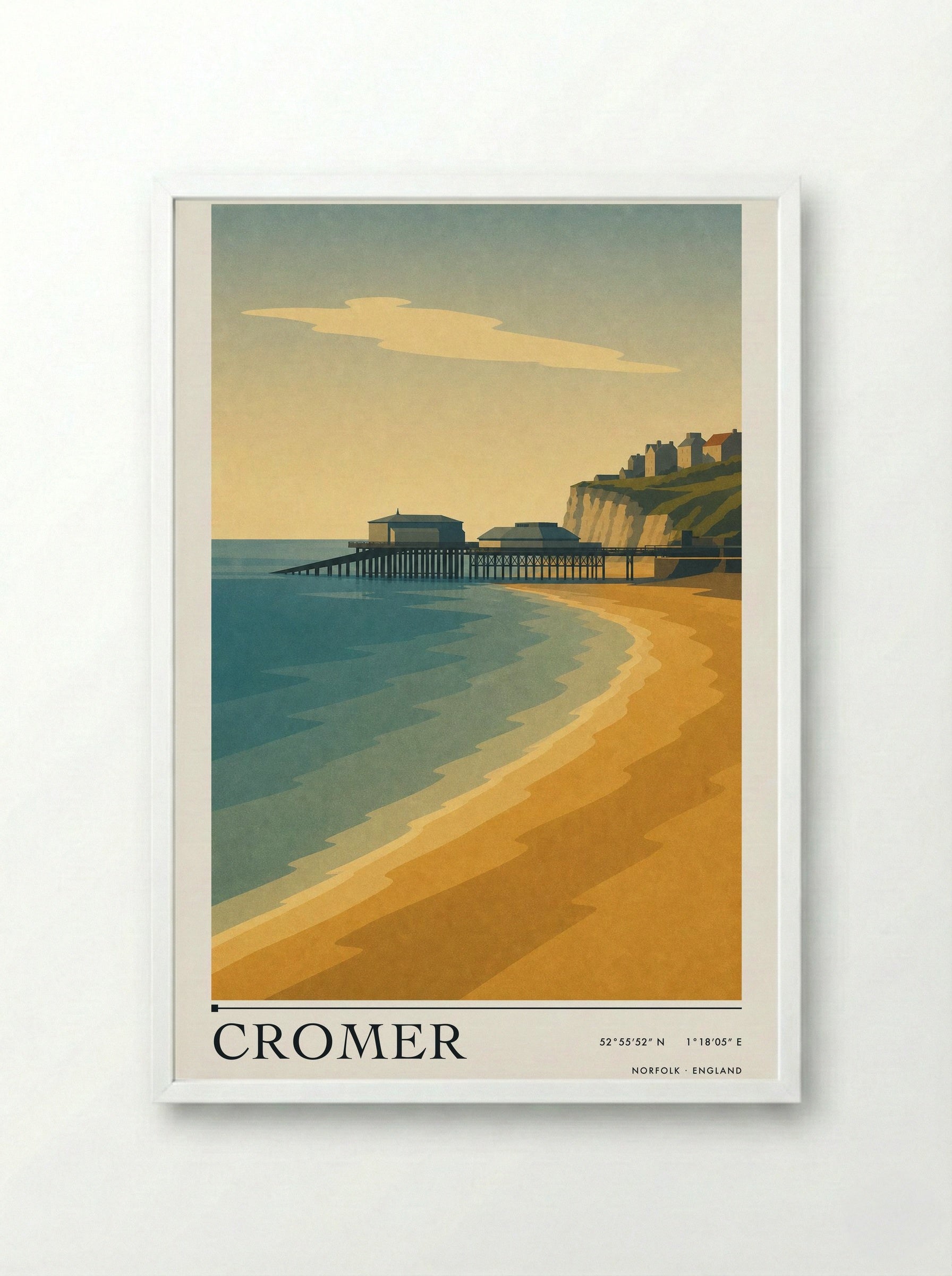 Cromer Travel Poster Artwork - Framed Print White