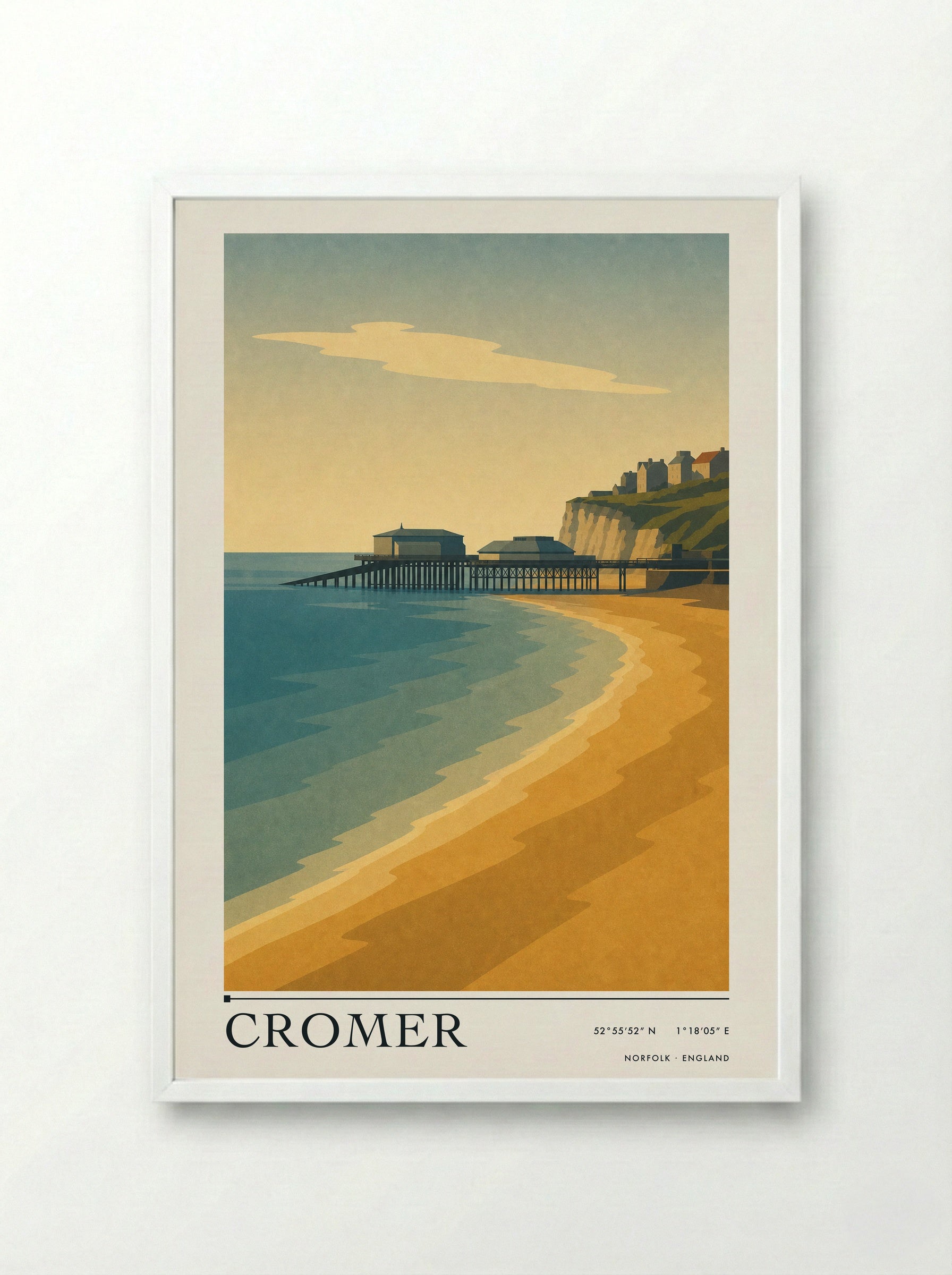 Cromer Travel Poster Artwork - Framed Print White