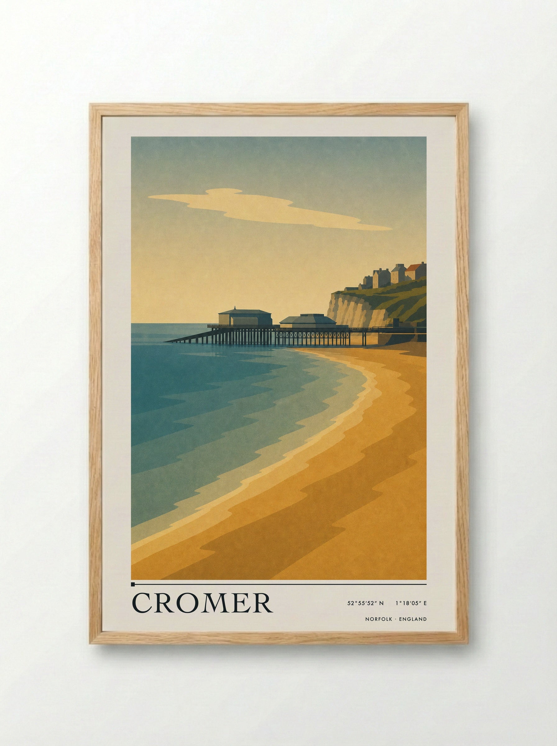 Cromer Travel Poster Artwork - Framed Print Wood